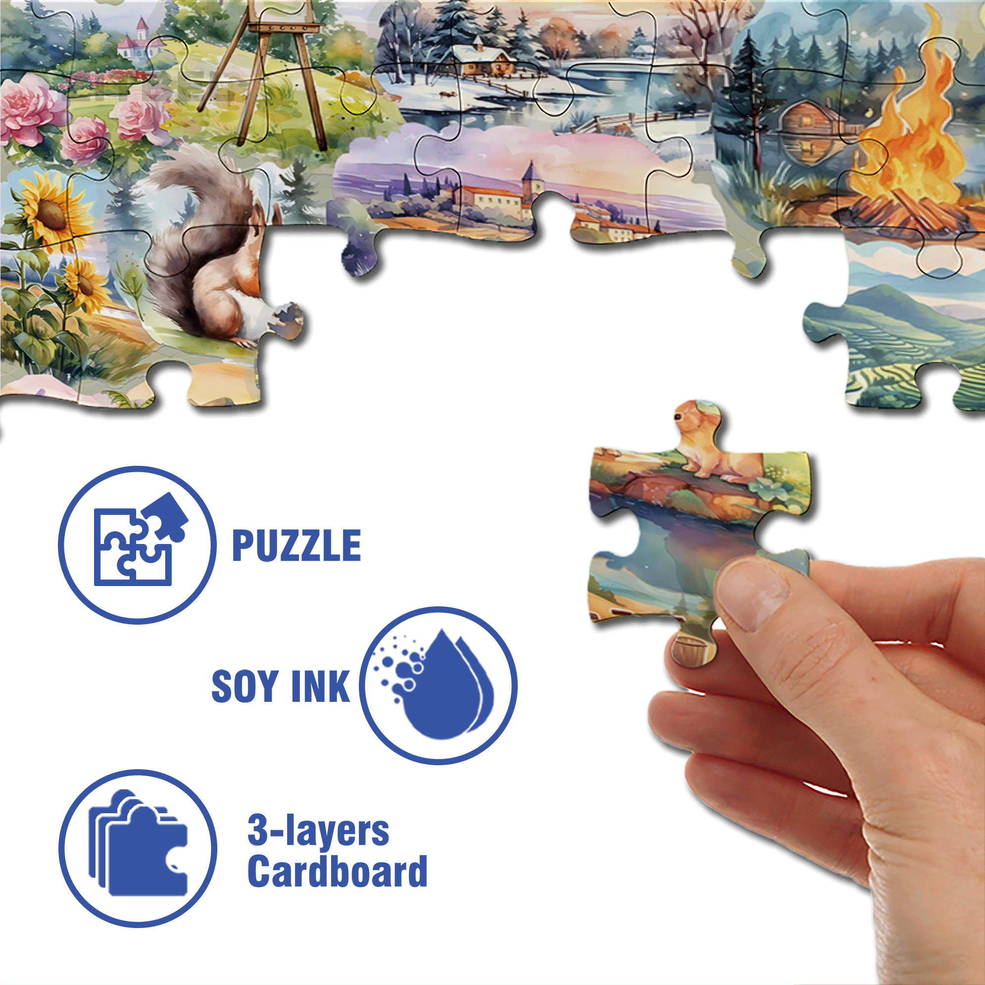 My Countryside 500pcs/1000pcs Jigsaw Puzzle, Scratch-Resistant, Interactive Family Game & Brain-Boosting DIY Decor, Perfect for Halloween, Christmas & New Year Gifts, Family Puzzle Game