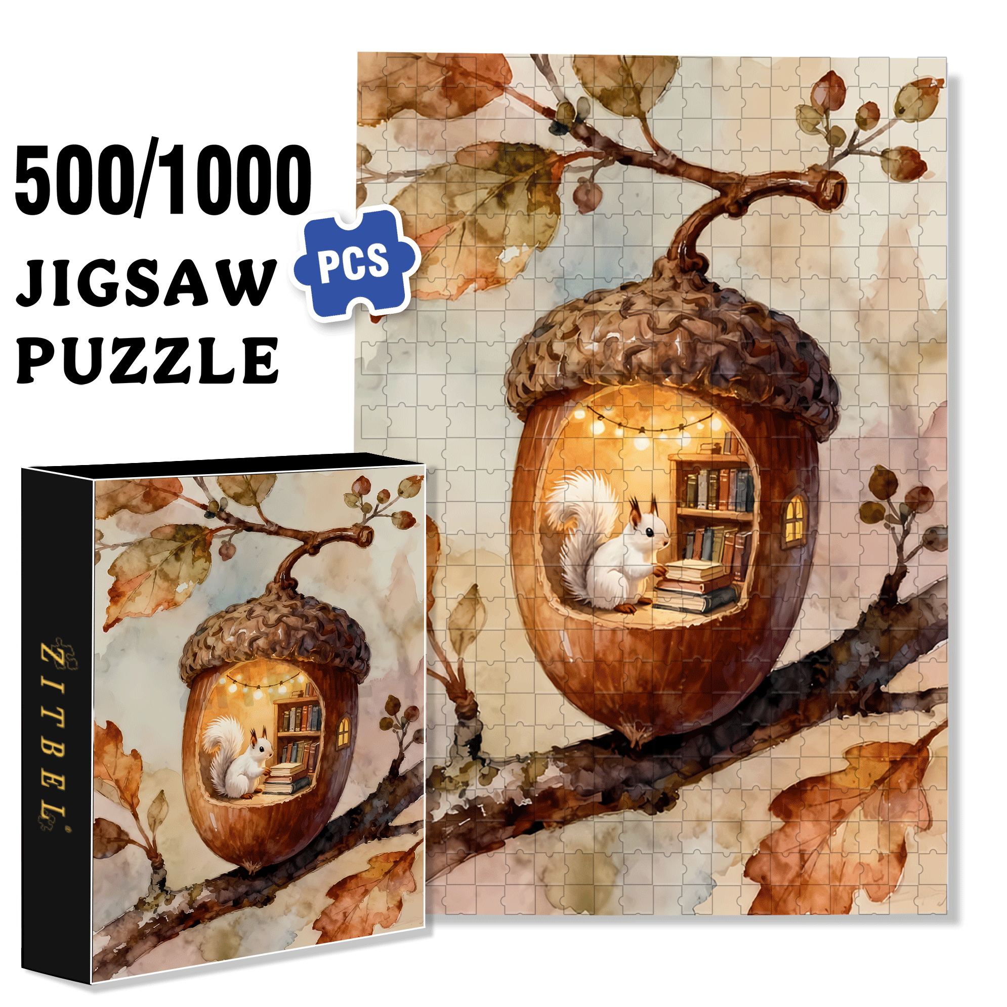 My Favorite Pine Cone 500pcs/1000pcs Jigsaw Puzzle, Scratch-Resistant, Interactive Family Game & Brain-Boosting DIY Decor, Perfect for Halloween, Christmas & New Year Gifts, Family Puzzle Game