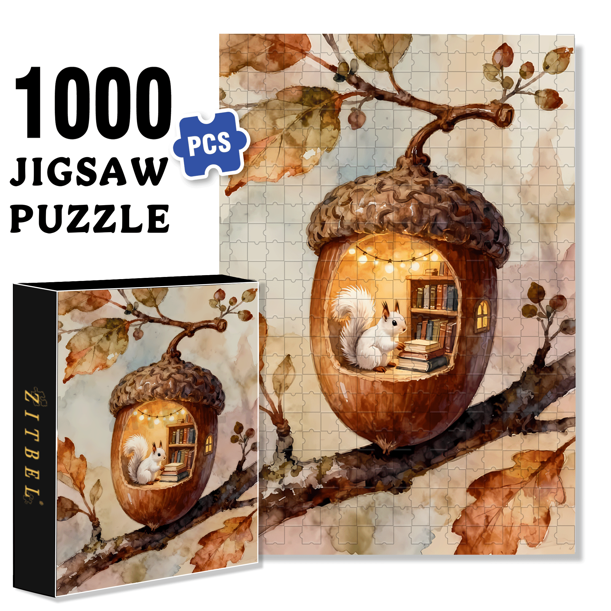 My Favorite Pine Cone 500pcs/1000pcs Jigsaw Puzzle, Scratch-Resistant, Interactive Family Game & Brain-Boosting DIY Decor, Perfect for Halloween, Christmas & New Year Gifts, Family Puzzle Game