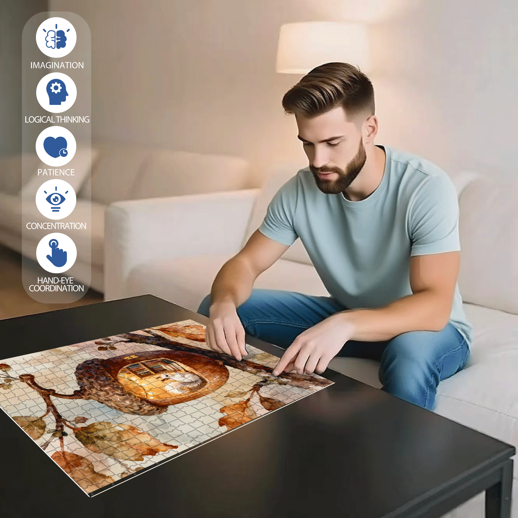 My Favorite Pine Cone 500pcs/1000pcs Jigsaw Puzzle, Scratch-Resistant, Interactive Family Game & Brain-Boosting DIY Decor, Perfect for Halloween, Christmas & New Year Gifts, Family Puzzle Game