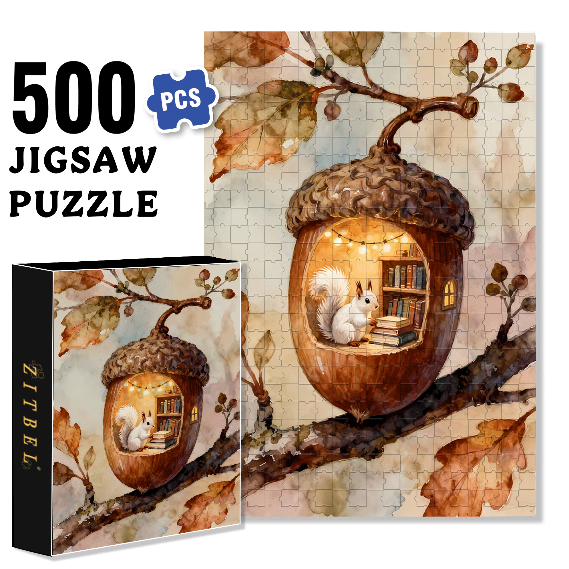 My Favorite Pine Cone 500pcs/1000pcs Jigsaw Puzzle, Scratch-Resistant, Interactive Family Game & Brain-Boosting DIY Decor, Perfect for Halloween, Christmas & New Year Gifts, Family Puzzle Game