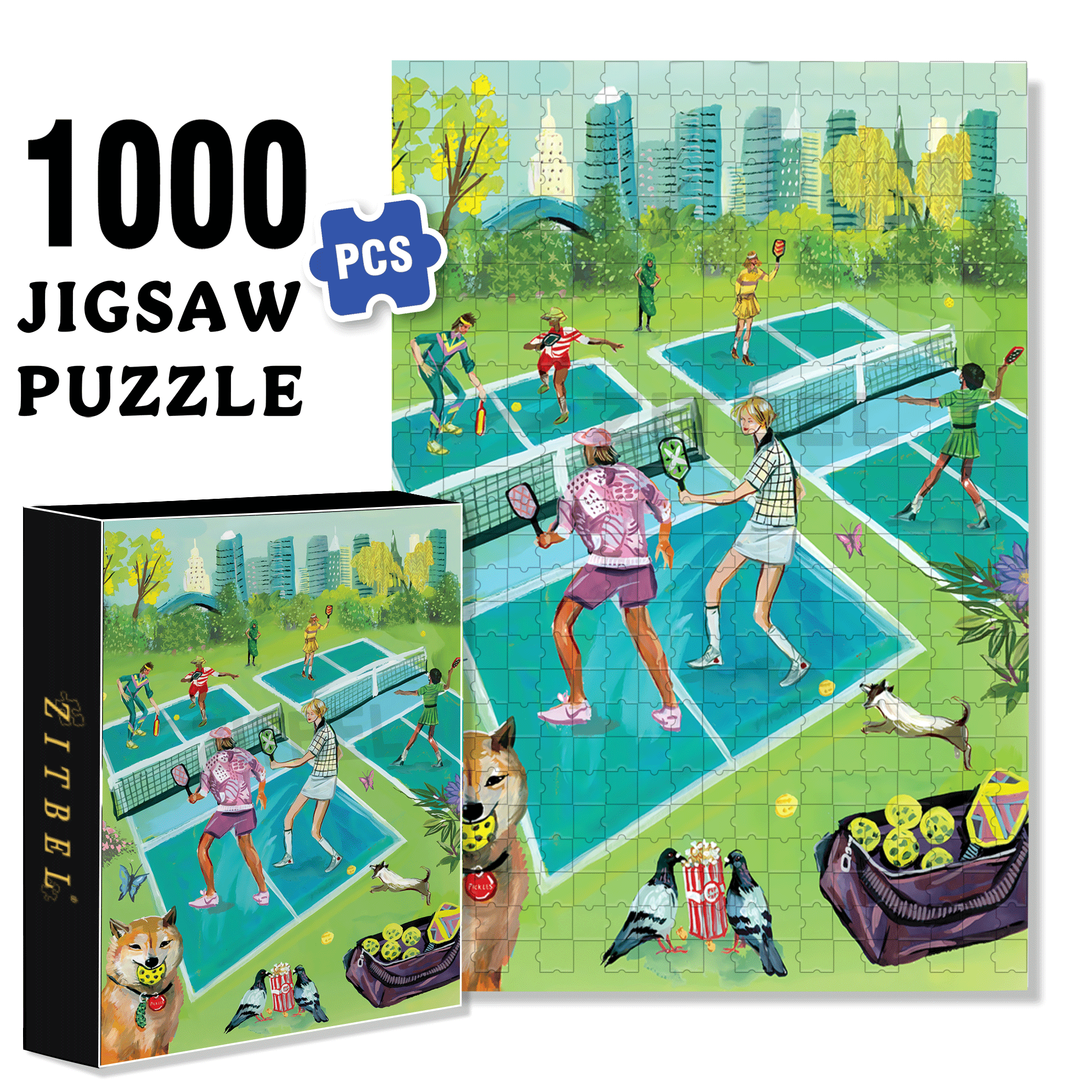 Pickleball 500pcs/1000pcs Jigsaw Puzzle, Scratch-Resistant, Interactive Family Game & Brain-Boosting DIY Decor, Perfect for Halloween, Christmas & New Year Gifts, Family Puzzle Game