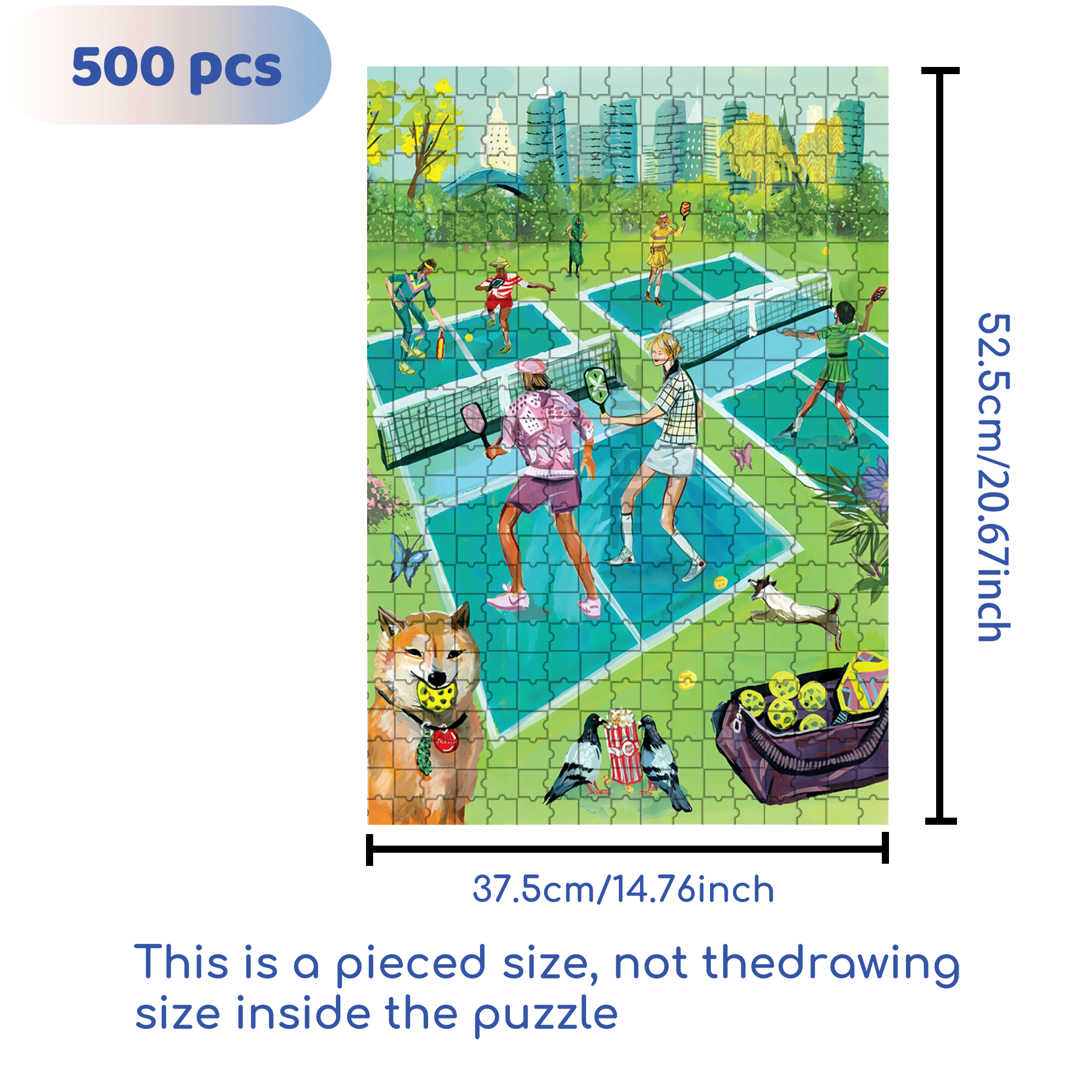 Pickleball 500pcs/1000pcs Jigsaw Puzzle, Scratch-Resistant, Interactive Family Game & Brain-Boosting DIY Decor, Perfect for Halloween, Christmas & New Year Gifts, Family Puzzle Game