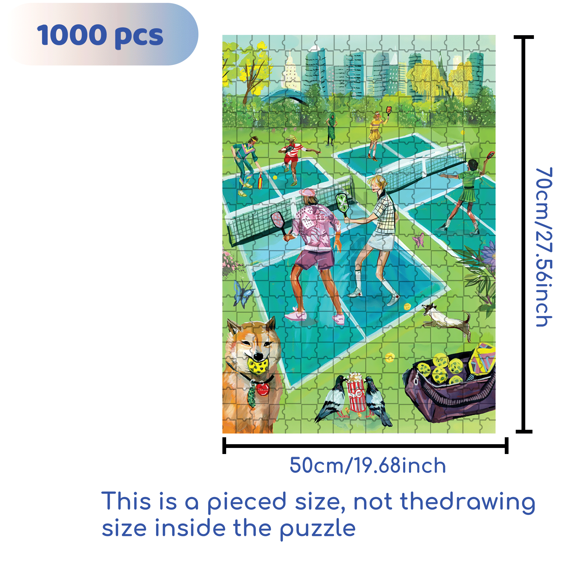 Pickleball 500pcs/1000pcs Jigsaw Puzzle, Scratch-Resistant, Interactive Family Game & Brain-Boosting DIY Decor, Perfect for Halloween, Christmas & New Year Gifts, Family Puzzle Game
