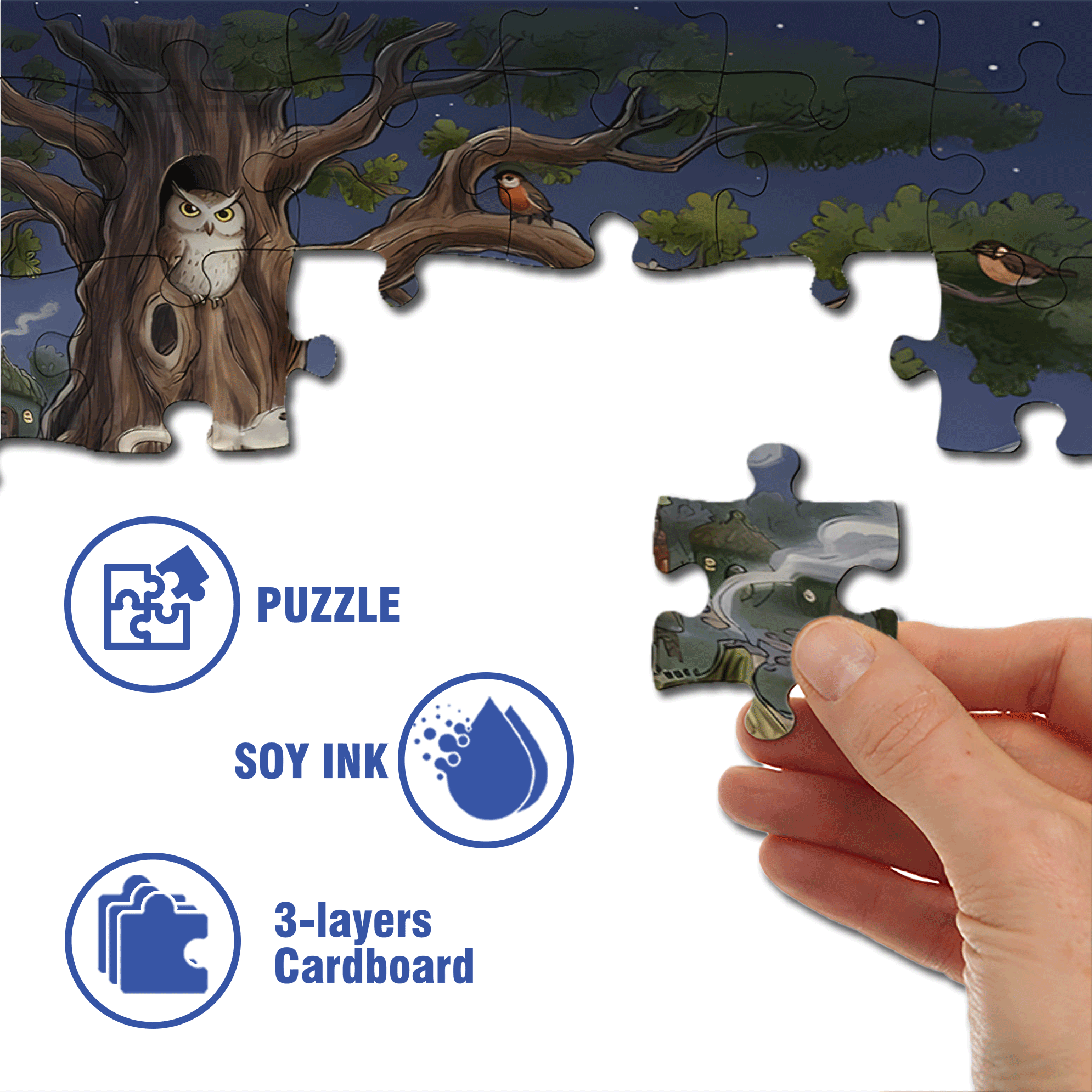 Pinecone Village 500pcs/1000pcs Jigsaw Puzzle, Scratch-Resistant, Interactive Family Game & Brain-Boosting DIY Decor, Perfect for Halloween, Christmas & New Year Gifts, Family Puzzle Game