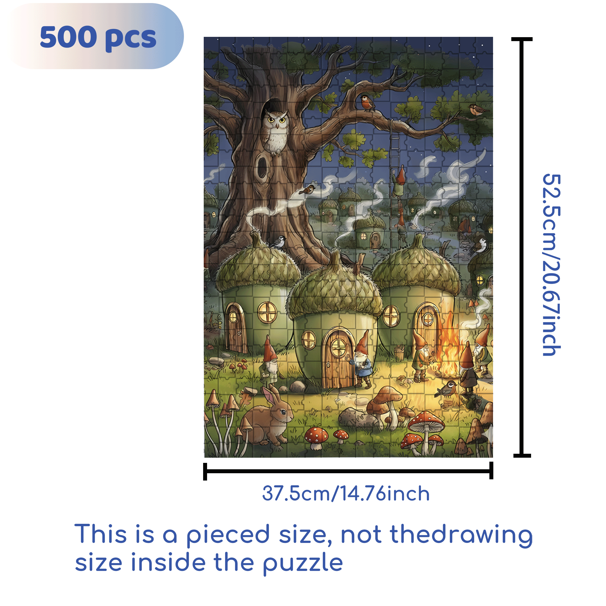 Pinecone Village 500pcs/1000pcs Jigsaw Puzzle, Scratch-Resistant, Interactive Family Game & Brain-Boosting DIY Decor, Perfect for Halloween, Christmas & New Year Gifts, Family Puzzle Game