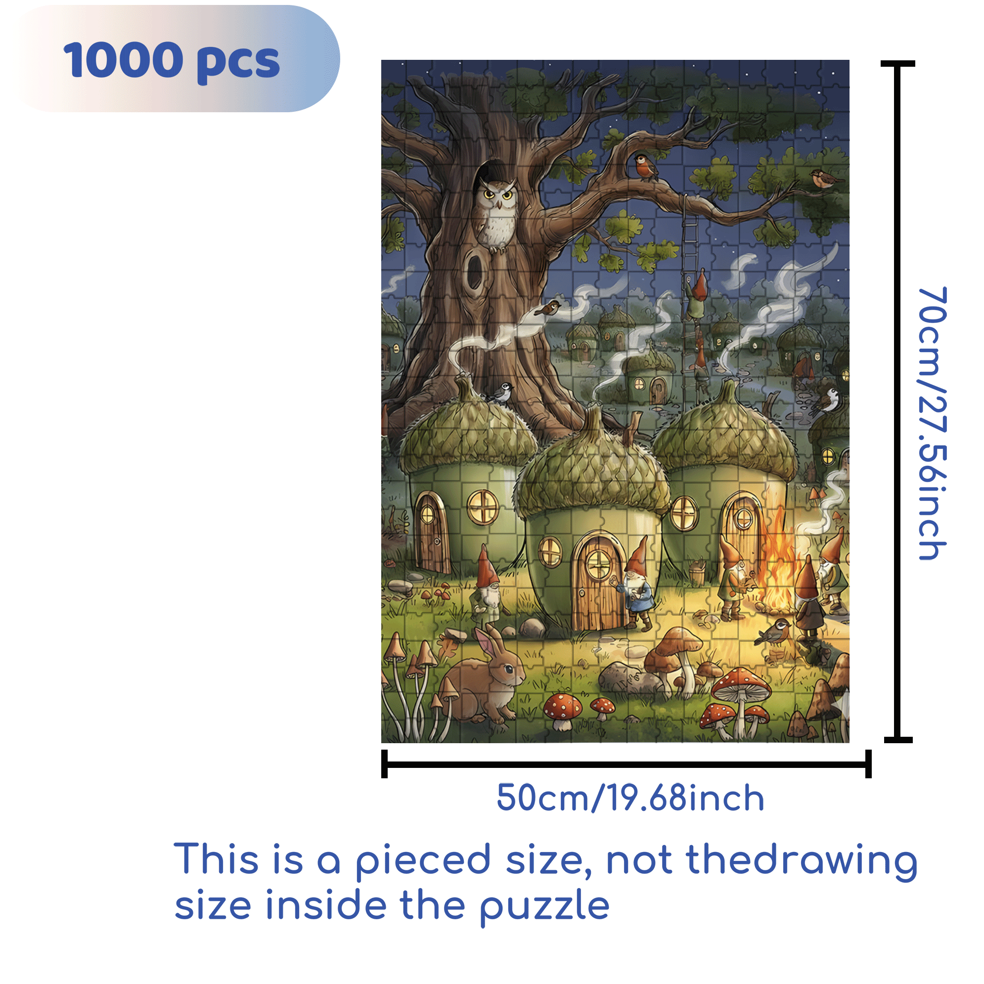 Pinecone Village 500pcs/1000pcs Jigsaw Puzzle, Scratch-Resistant, Interactive Family Game & Brain-Boosting DIY Decor, Perfect for Halloween, Christmas & New Year Gifts, Family Puzzle Game