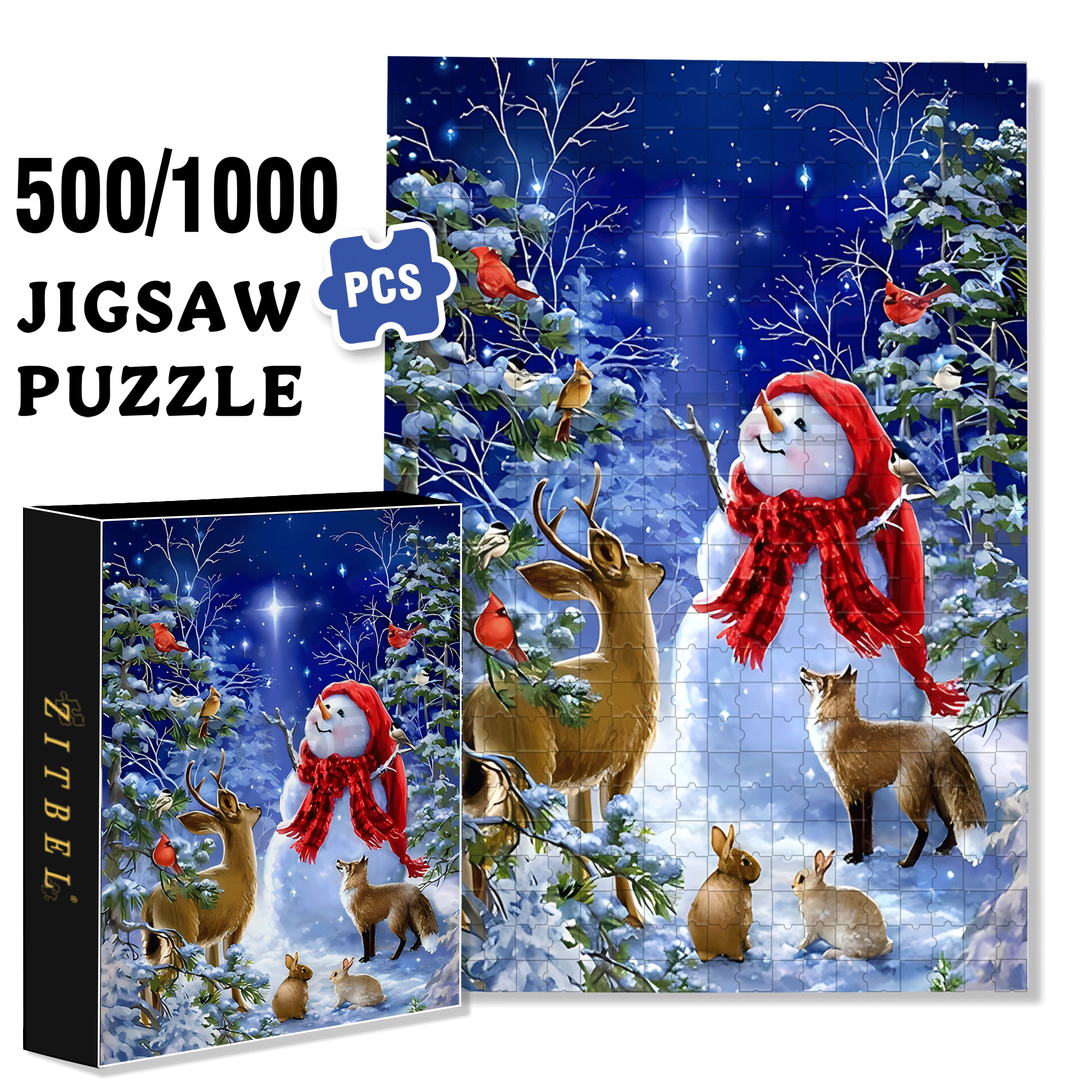 Polaris 500pcs/1000pcs Jigsaw Puzzle, Scratch-Resistant, Interactive Family Game & Brain-Boosting DIY Decor, Perfect for Halloween, Christmas & New Year Gifts, Family Puzzle Game
