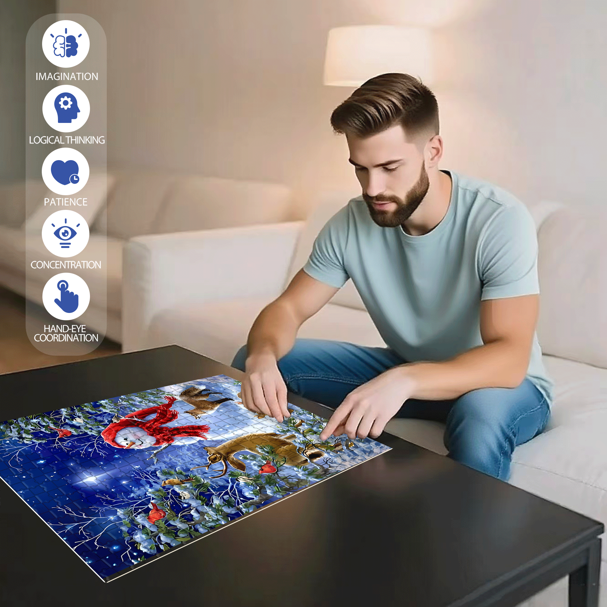 Polaris 500pcs/1000pcs Jigsaw Puzzle, Scratch-Resistant, Interactive Family Game & Brain-Boosting DIY Decor, Perfect for Halloween, Christmas & New Year Gifts, Family Puzzle Game
