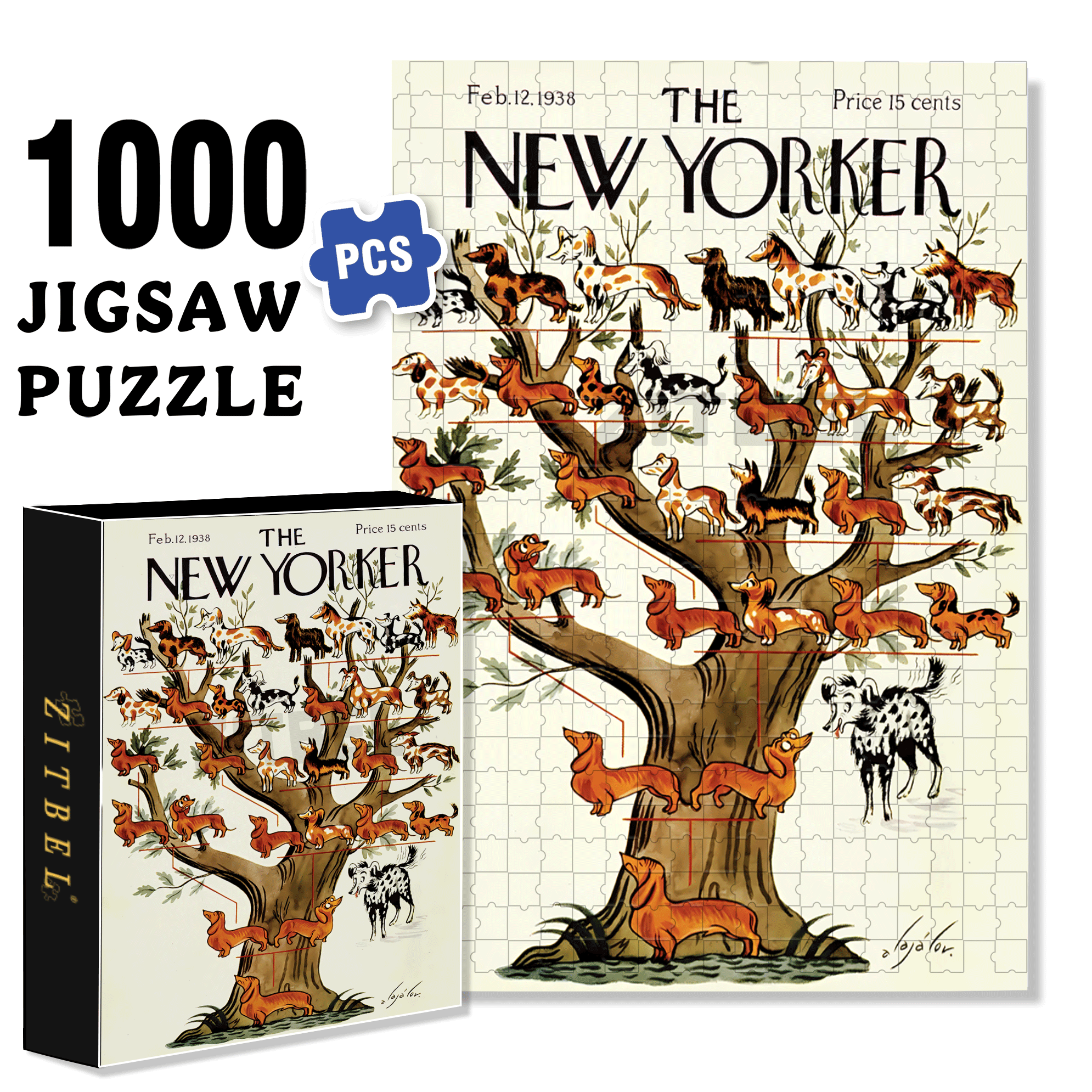 Purebred Mutts 500pcs/1000pcs Jigsaw Puzzle, Scratch-Resistant, Interactive Family Game & Brain-Boosting DIY Decor, Perfect for Halloween, Christmas & New Year Gifts, Family Puzzle Game
