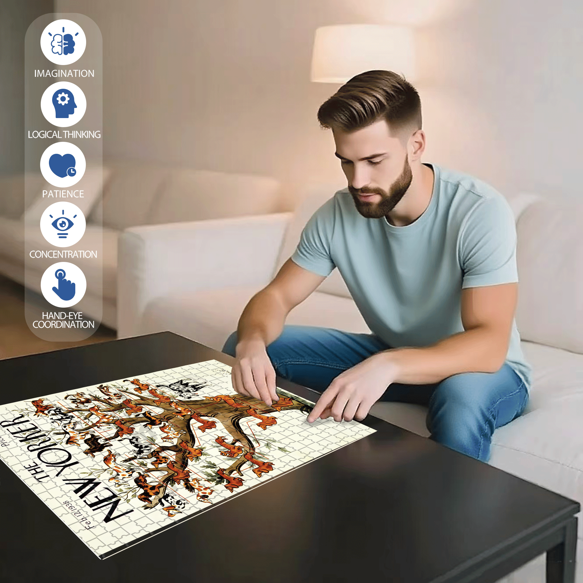 Purebred Mutts 500pcs/1000pcs Jigsaw Puzzle, Scratch-Resistant, Interactive Family Game & Brain-Boosting DIY Decor, Perfect for Halloween, Christmas & New Year Gifts, Family Puzzle Game
