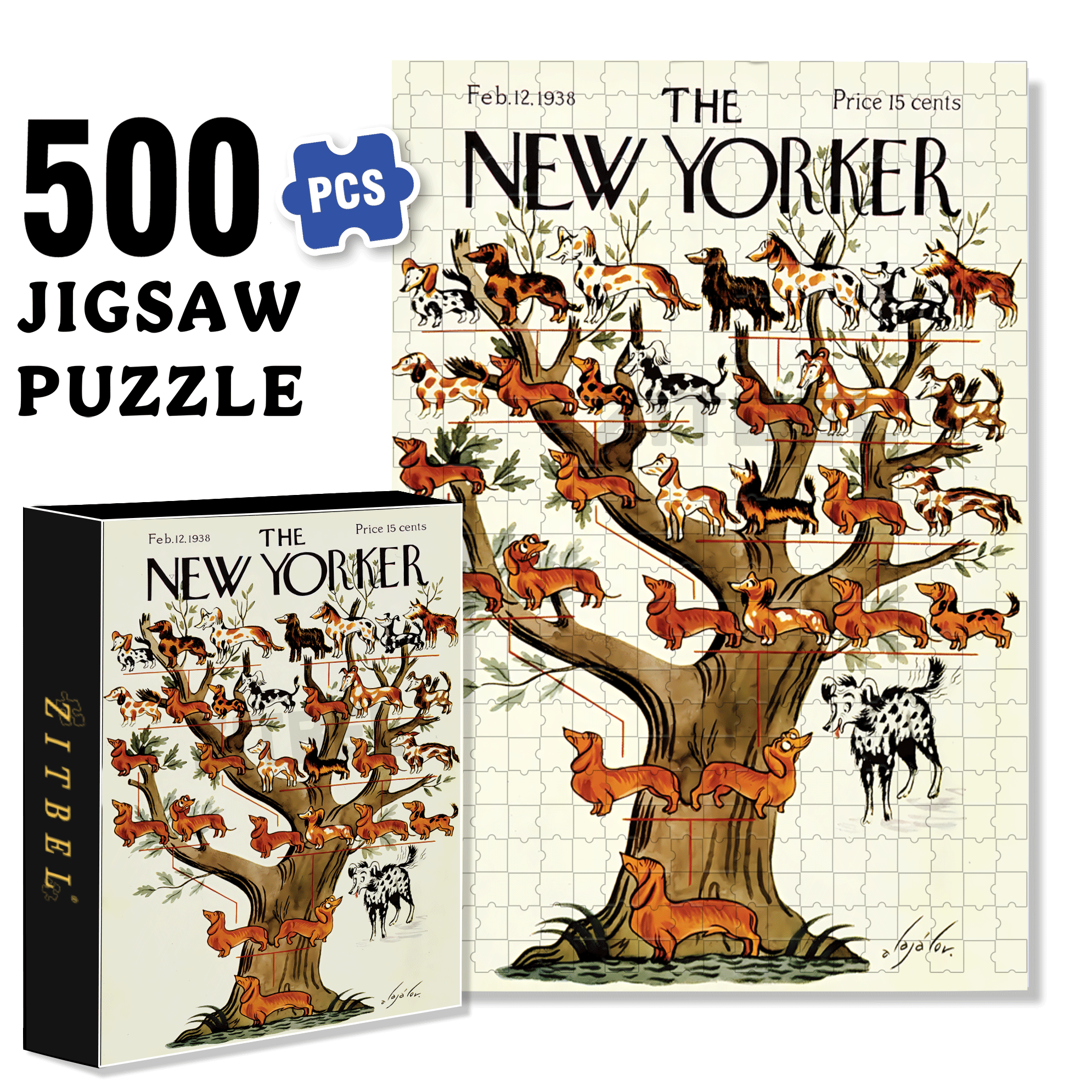 Purebred Mutts 500pcs/1000pcs Jigsaw Puzzle, Scratch-Resistant, Interactive Family Game & Brain-Boosting DIY Decor, Perfect for Halloween, Christmas & New Year Gifts, Family Puzzle Game
