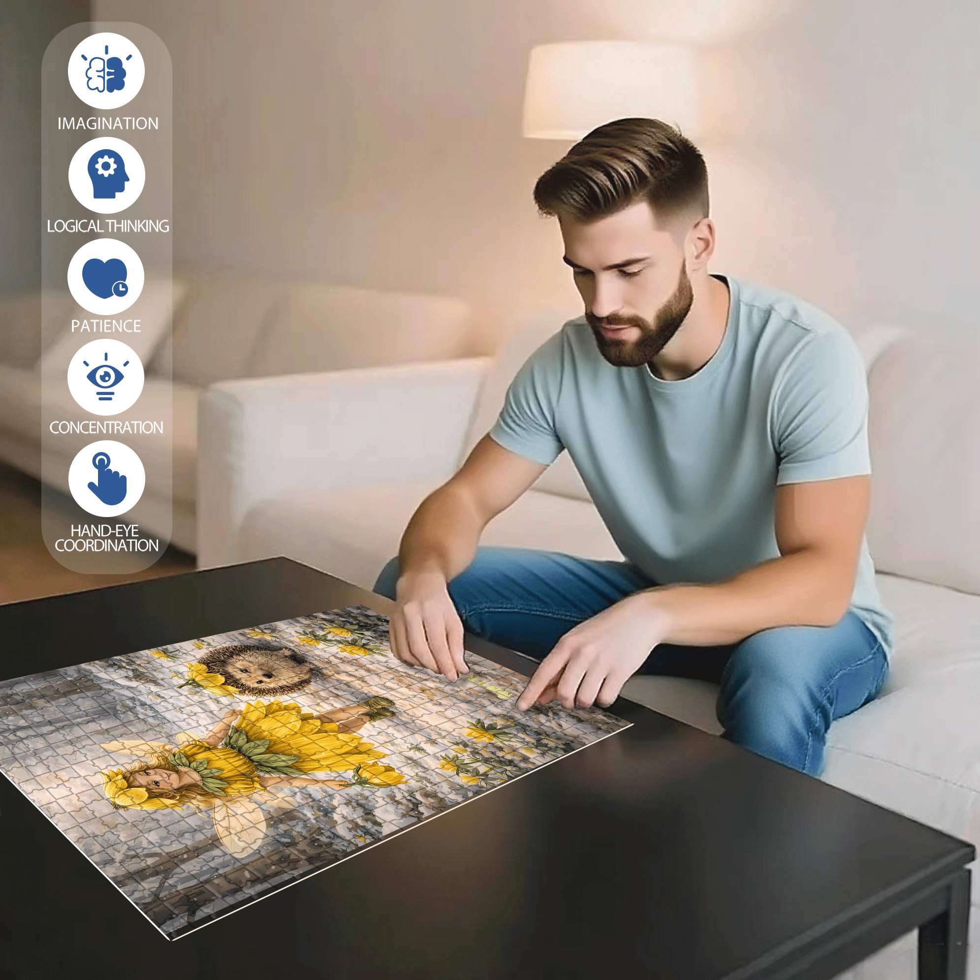 Realm Of The Faerie Garden 500pcs/1000pcs Jigsaw Puzzle, Scratch-Resistant, Interactive Family Game & Brain-Boosting DIY Decor, Perfect for Halloween, Christmas & New Year Gifts, Family Puzzle Game