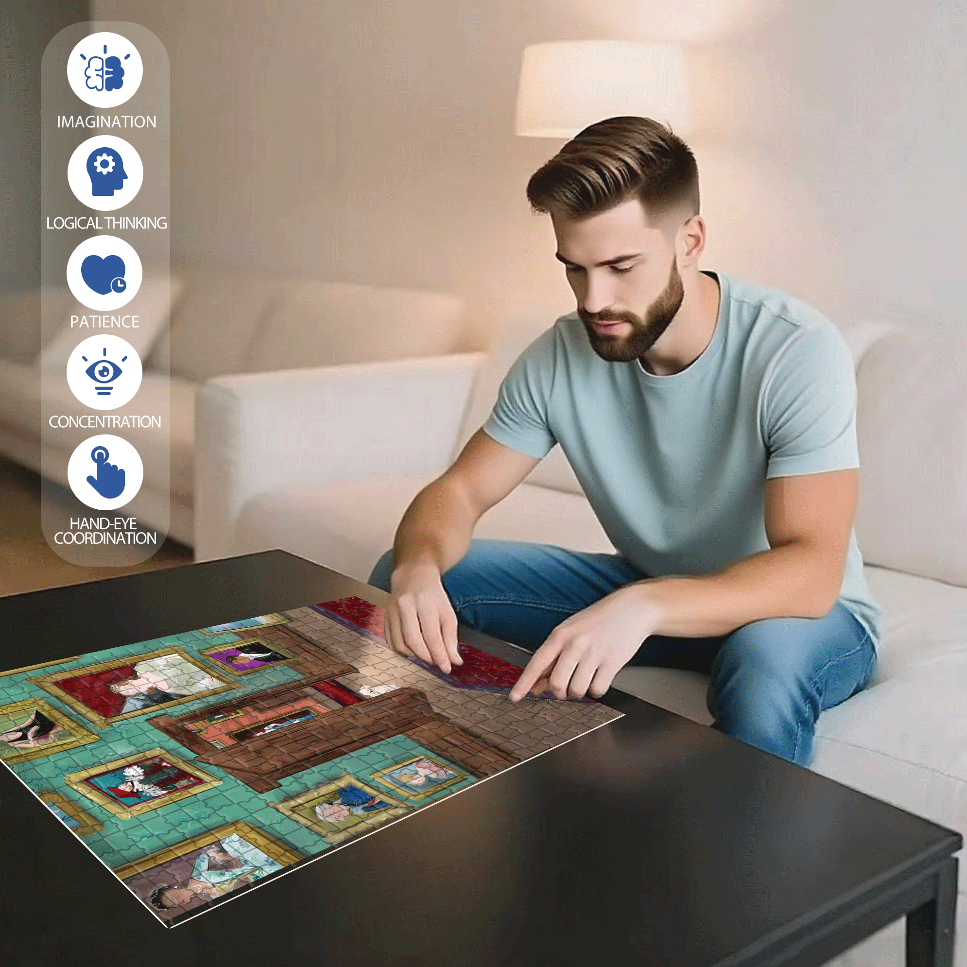 Reluctant Heir 500pcs/1000pcs Jigsaw Puzzle, Scratch-Resistant, Interactive Family Game & Brain-Boosting DIY Decor, Perfect for Halloween, Christmas & New Year Gifts, Family Puzzle Game