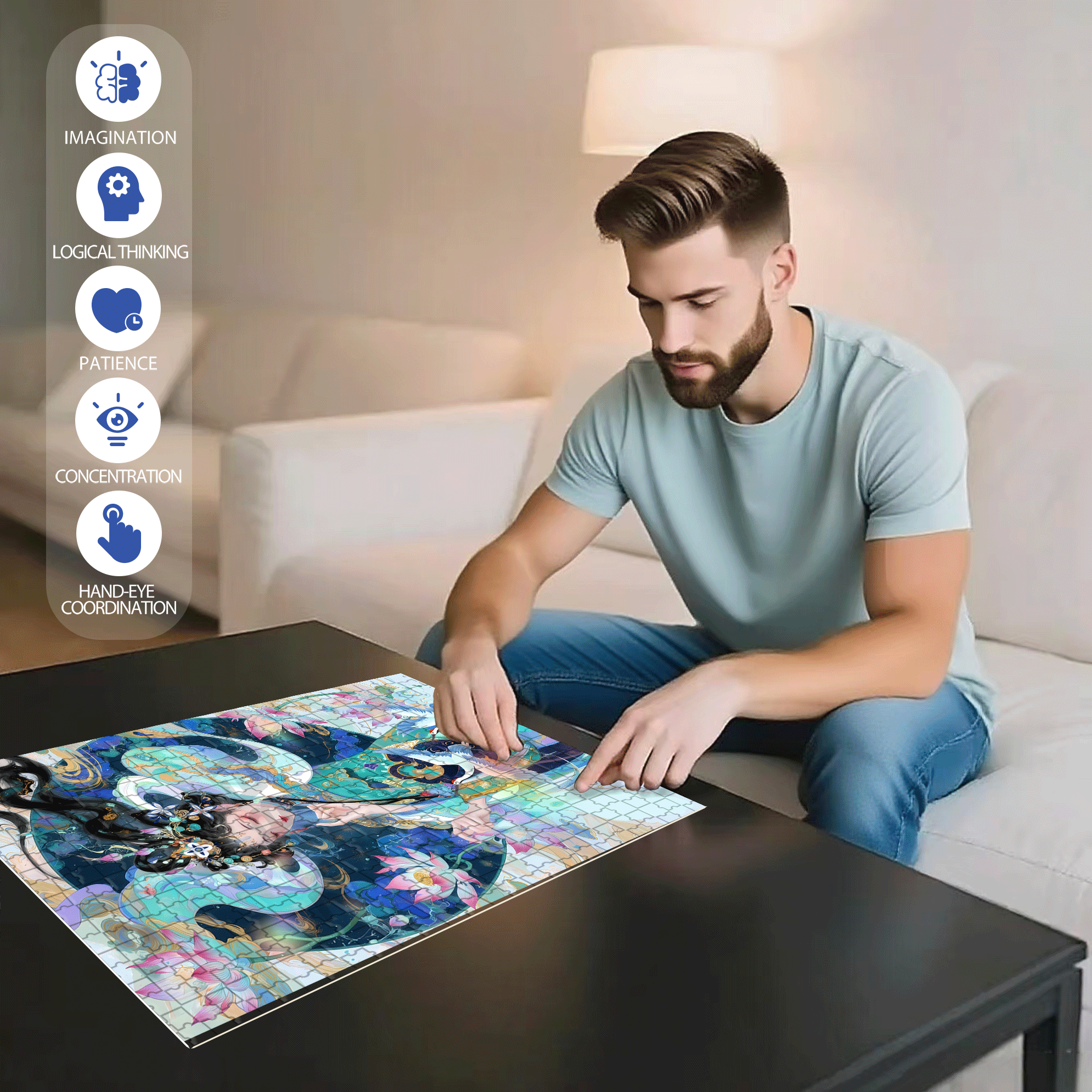 Rise To All Things 500pcs/1000pcs Jigsaw Puzzle, Scratch-Resistant, Interactive Family Game & Brain-Boosting DIY Decor, Perfect for Halloween, Christmas & New Year Gifts, Family Puzzle Game