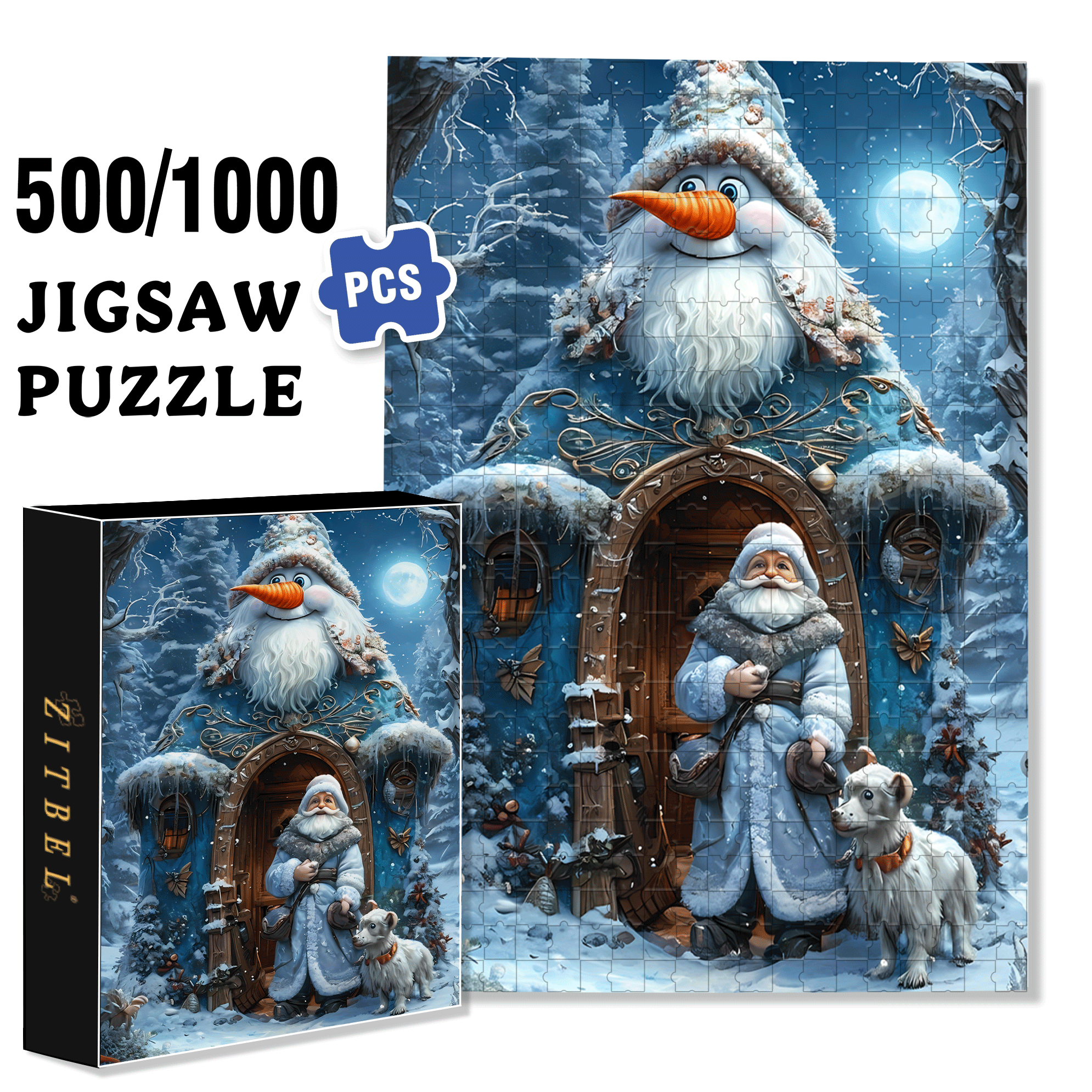 Santa Claus's House 500pcs/1000pcs Jigsaw Puzzle, Scratch-Resistant, Interactive Family Game & Brain-Boosting DIY Decor, Perfect for Halloween, Christmas & New Year Gifts, Family Puzzle Game