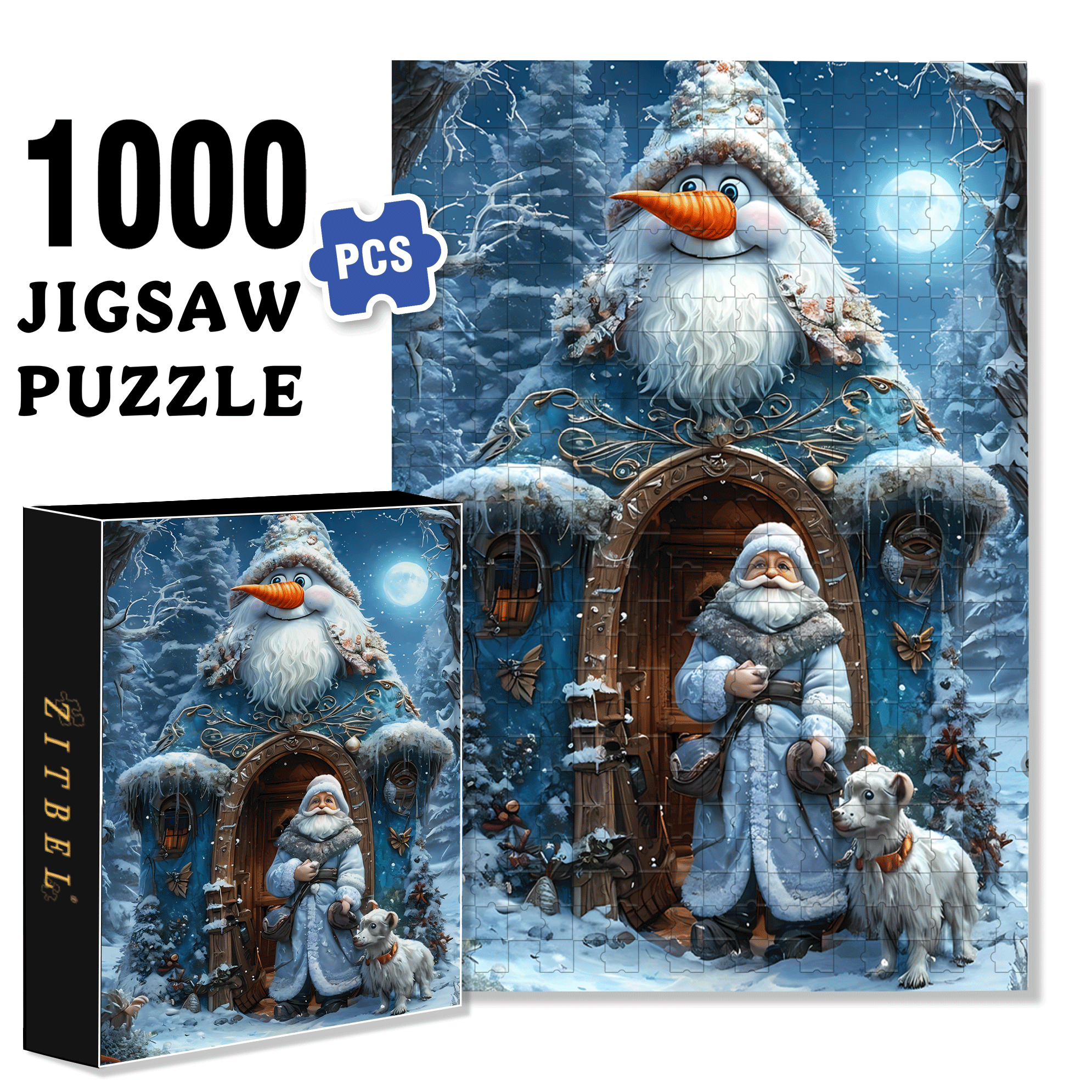 Santa Claus's House 500pcs/1000pcs Jigsaw Puzzle, Scratch-Resistant, Interactive Family Game & Brain-Boosting DIY Decor, Perfect for Halloween, Christmas & New Year Gifts, Family Puzzle Game
