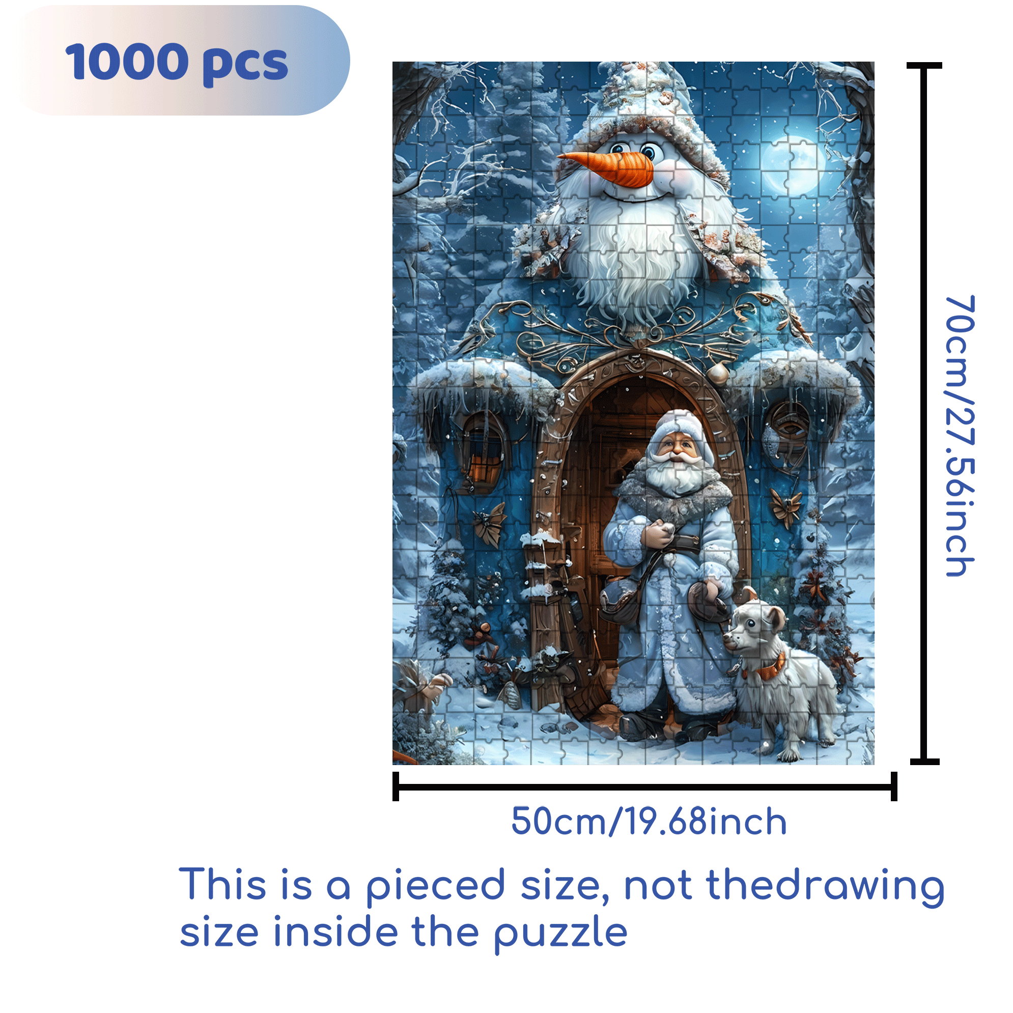 Santa Claus's House 500pcs/1000pcs Jigsaw Puzzle, Scratch-Resistant, Interactive Family Game & Brain-Boosting DIY Decor, Perfect for Halloween, Christmas & New Year Gifts, Family Puzzle Game