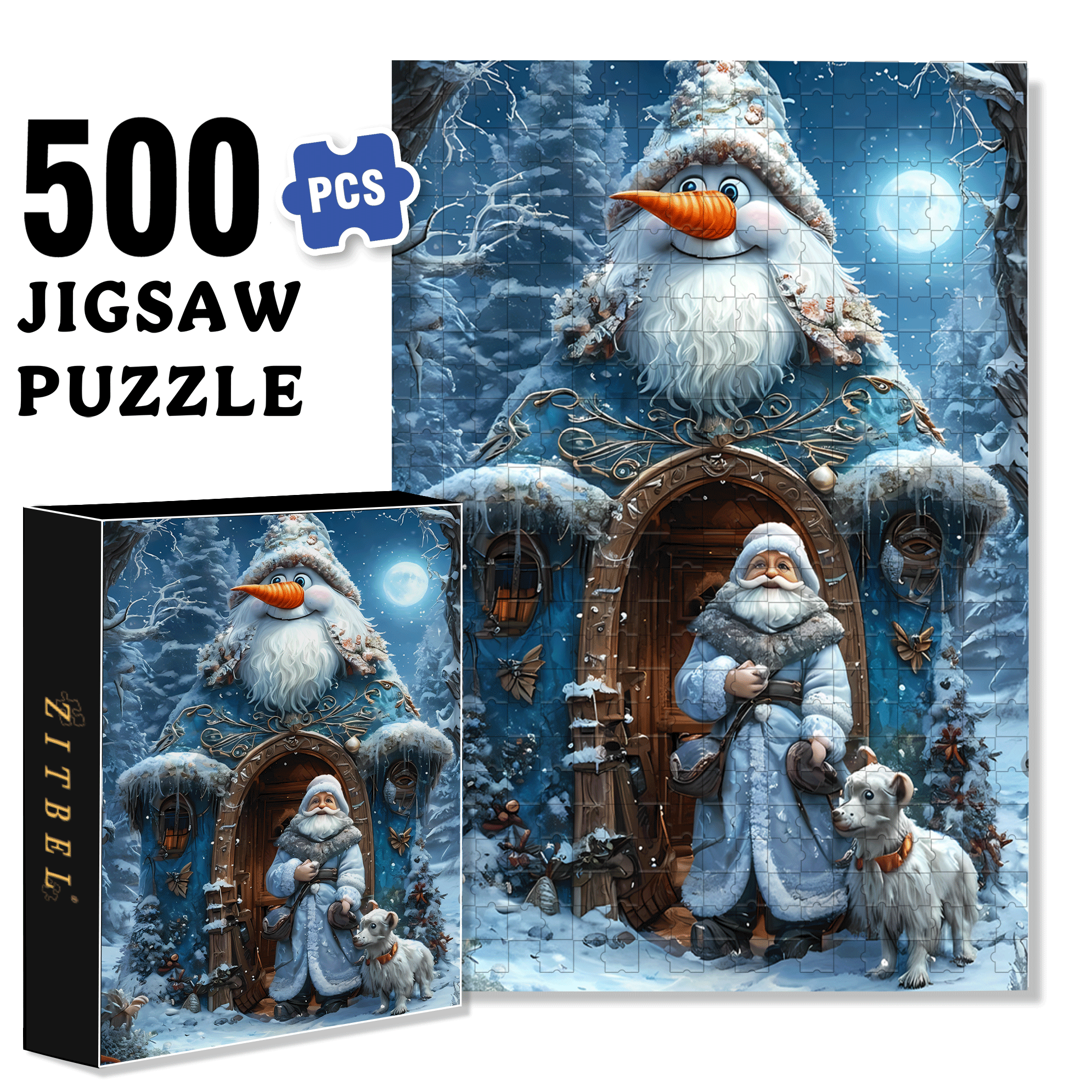 Santa Claus's House 500pcs/1000pcs Jigsaw Puzzle, Scratch-Resistant, Interactive Family Game & Brain-Boosting DIY Decor, Perfect for Halloween, Christmas & New Year Gifts, Family Puzzle Game