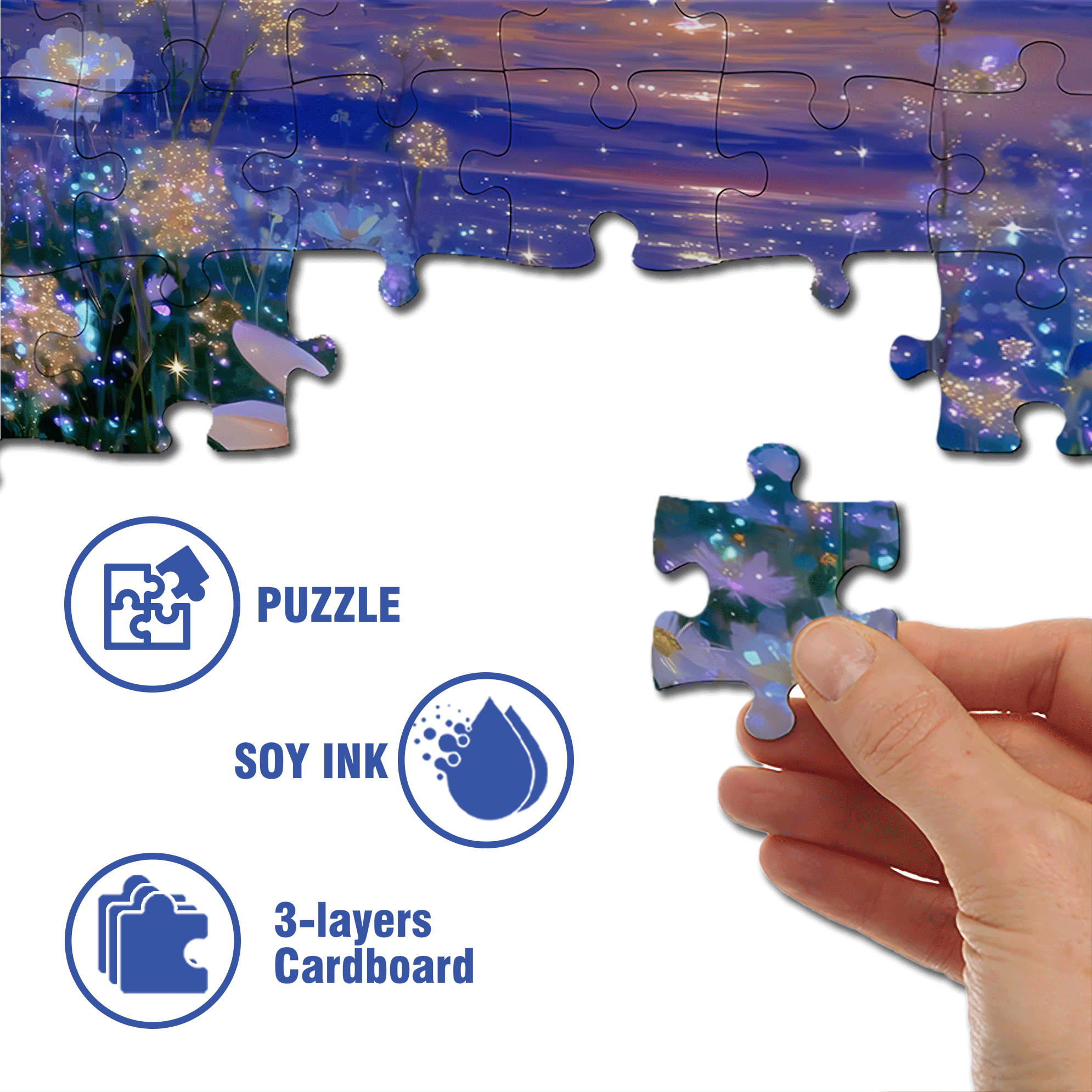 Sea of ??Flowers and Moon Rabbit 500pcs/1000pcs Jigsaw Puzzle, Scratch-Resistant, Interactive Family Game & Brain-Boosting DIY Decor, Perfect for Halloween, Christmas & New Year Gifts, Family Puzzle Game