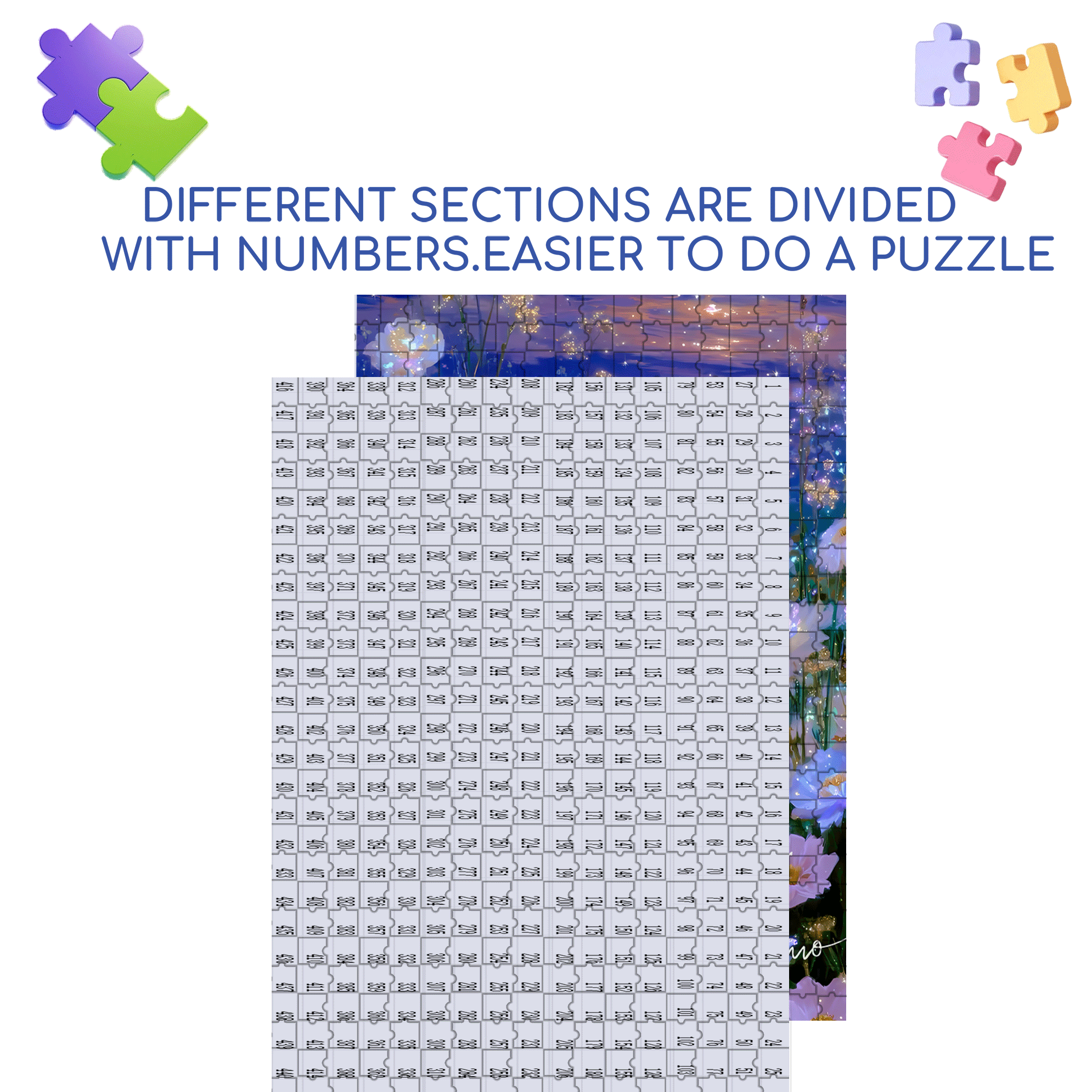 Sea of ??Flowers and Moon Rabbit 500pcs/1000pcs Jigsaw Puzzle, Scratch-Resistant, Interactive Family Game & Brain-Boosting DIY Decor, Perfect for Halloween, Christmas & New Year Gifts, Family Puzzle Game