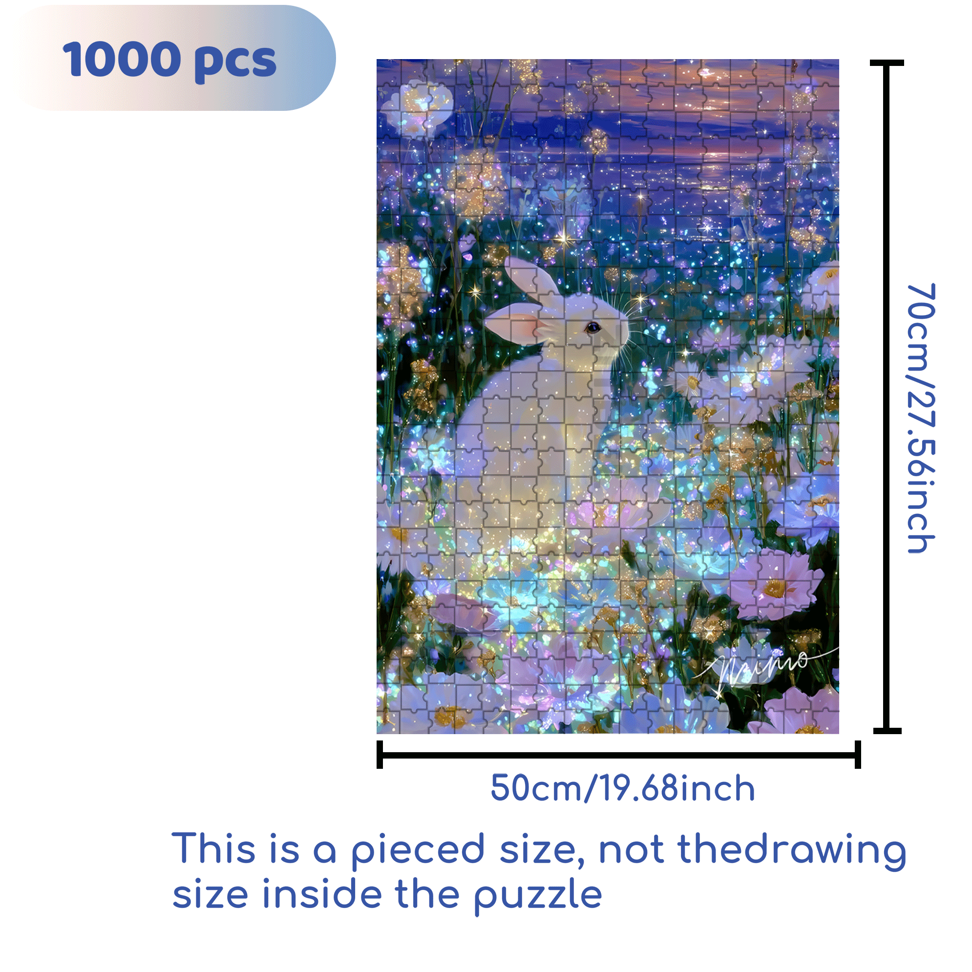 Sea of ??Flowers and Moon Rabbit 500pcs/1000pcs Jigsaw Puzzle, Scratch-Resistant, Interactive Family Game & Brain-Boosting DIY Decor, Perfect for Halloween, Christmas & New Year Gifts, Family Puzzle Game