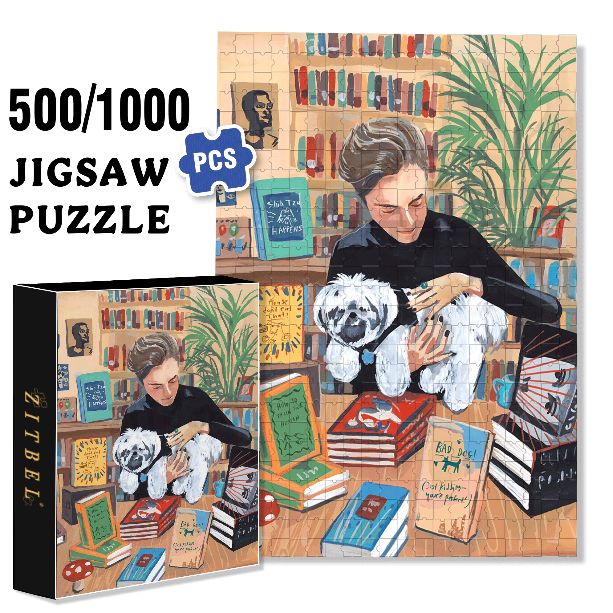 Shih Tzu Happens 500pcs/1000pcs Jigsaw Puzzle, Scratch-Resistant, Interactive Family Game & Brain-Boosting DIY Decor, Perfect for Halloween, Christmas & New Year Gifts, Family Puzzle Game