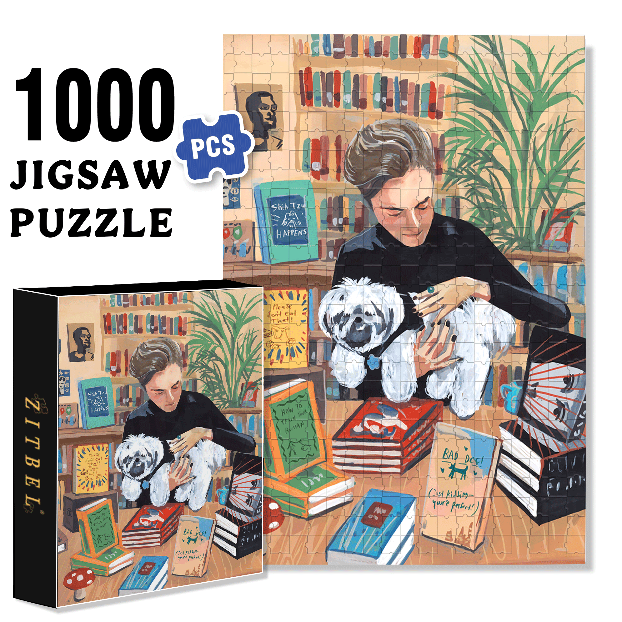 Shih Tzu Happens 500pcs/1000pcs Jigsaw Puzzle, Scratch-Resistant, Interactive Family Game & Brain-Boosting DIY Decor, Perfect for Halloween, Christmas & New Year Gifts, Family Puzzle Game