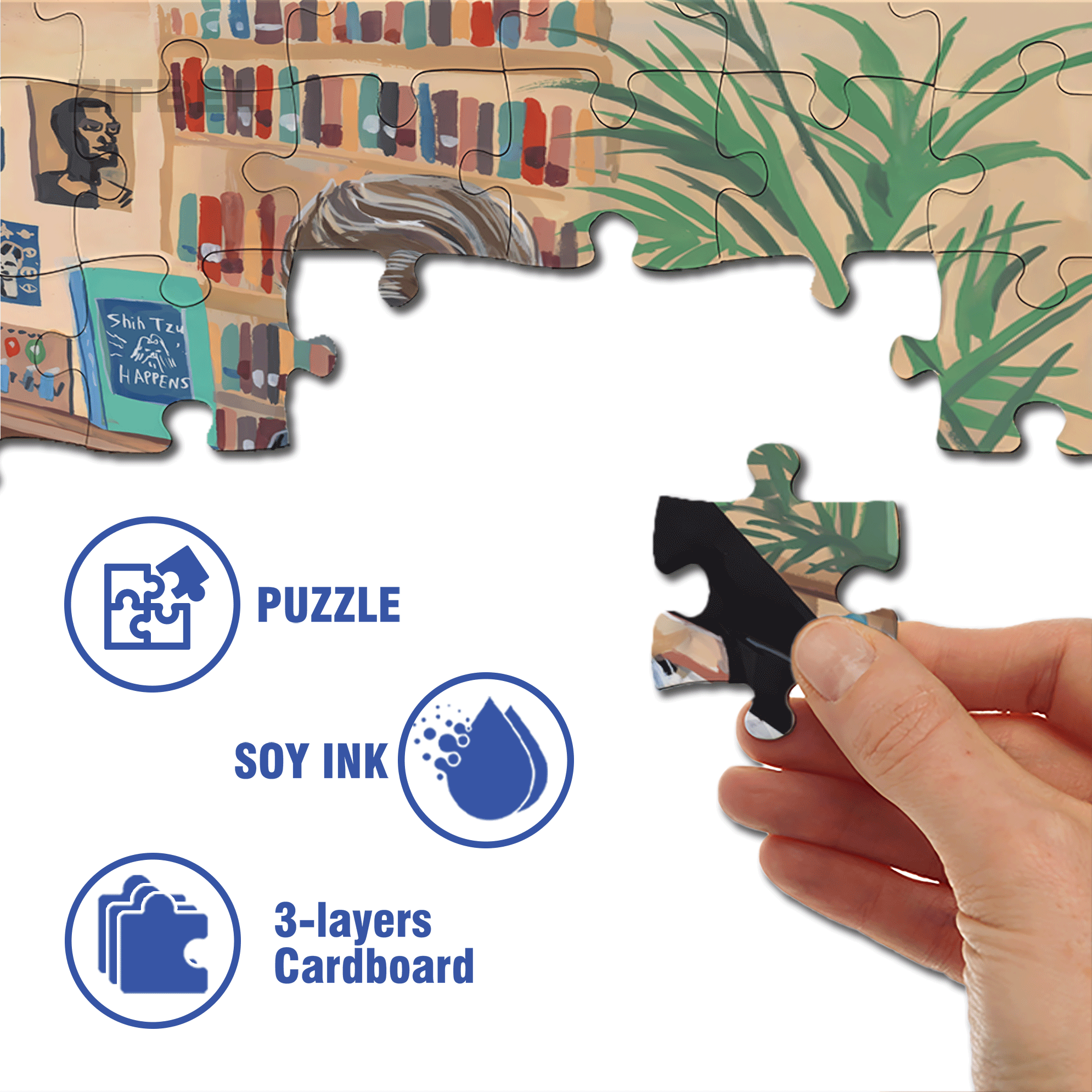 Shih Tzu Happens 500pcs/1000pcs Jigsaw Puzzle, Scratch-Resistant, Interactive Family Game & Brain-Boosting DIY Decor, Perfect for Halloween, Christmas & New Year Gifts, Family Puzzle Game