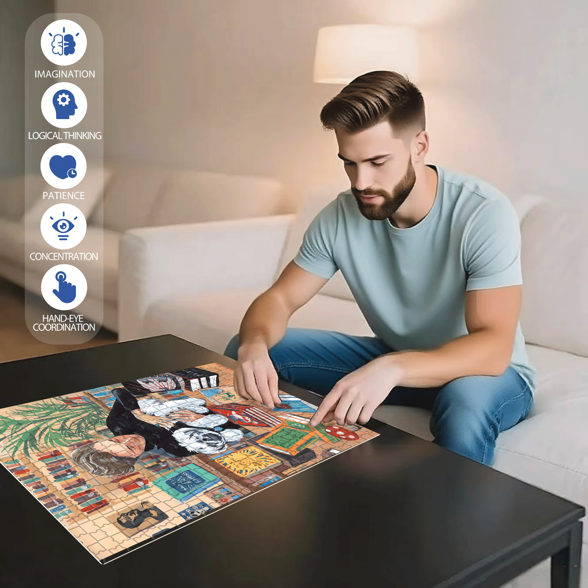 Shih Tzu Happens 500pcs/1000pcs Jigsaw Puzzle, Scratch-Resistant, Interactive Family Game & Brain-Boosting DIY Decor, Perfect for Halloween, Christmas & New Year Gifts, Family Puzzle Game