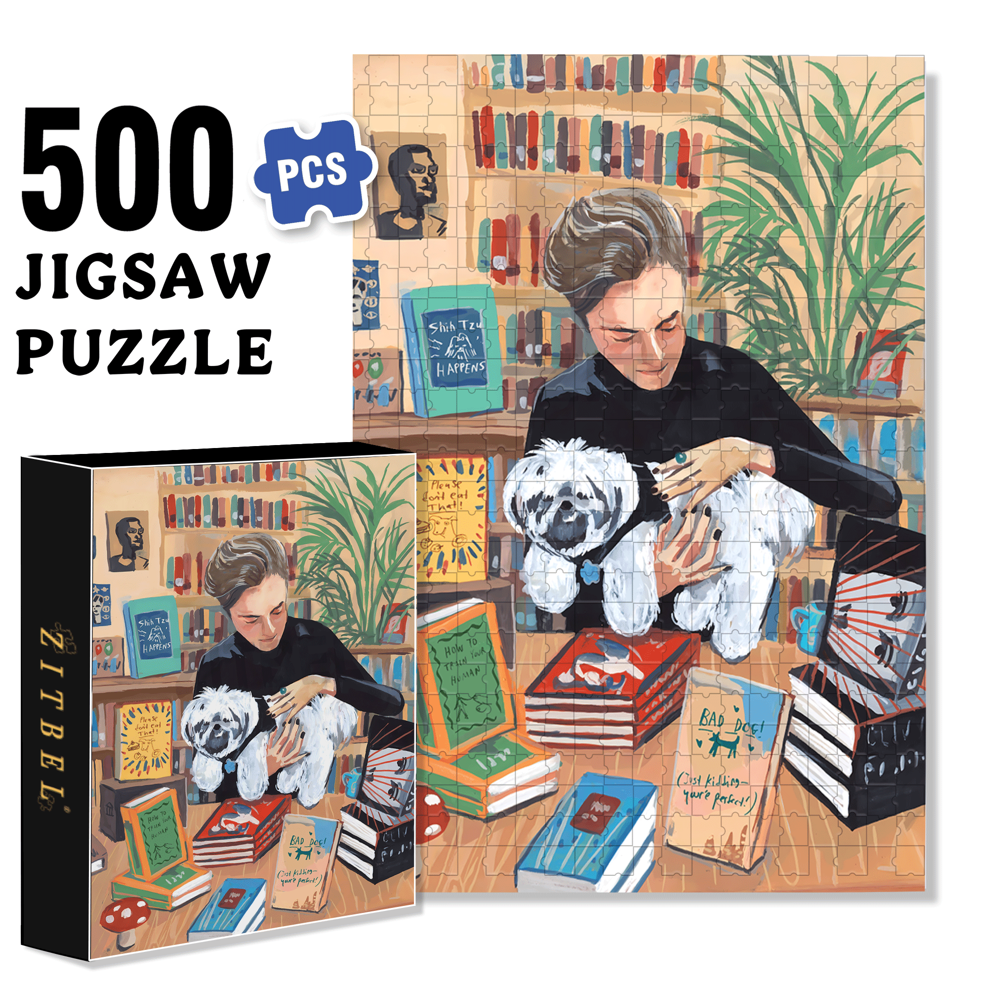 Shih Tzu Happens 500pcs/1000pcs Jigsaw Puzzle, Scratch-Resistant, Interactive Family Game & Brain-Boosting DIY Decor, Perfect for Halloween, Christmas & New Year Gifts, Family Puzzle Game