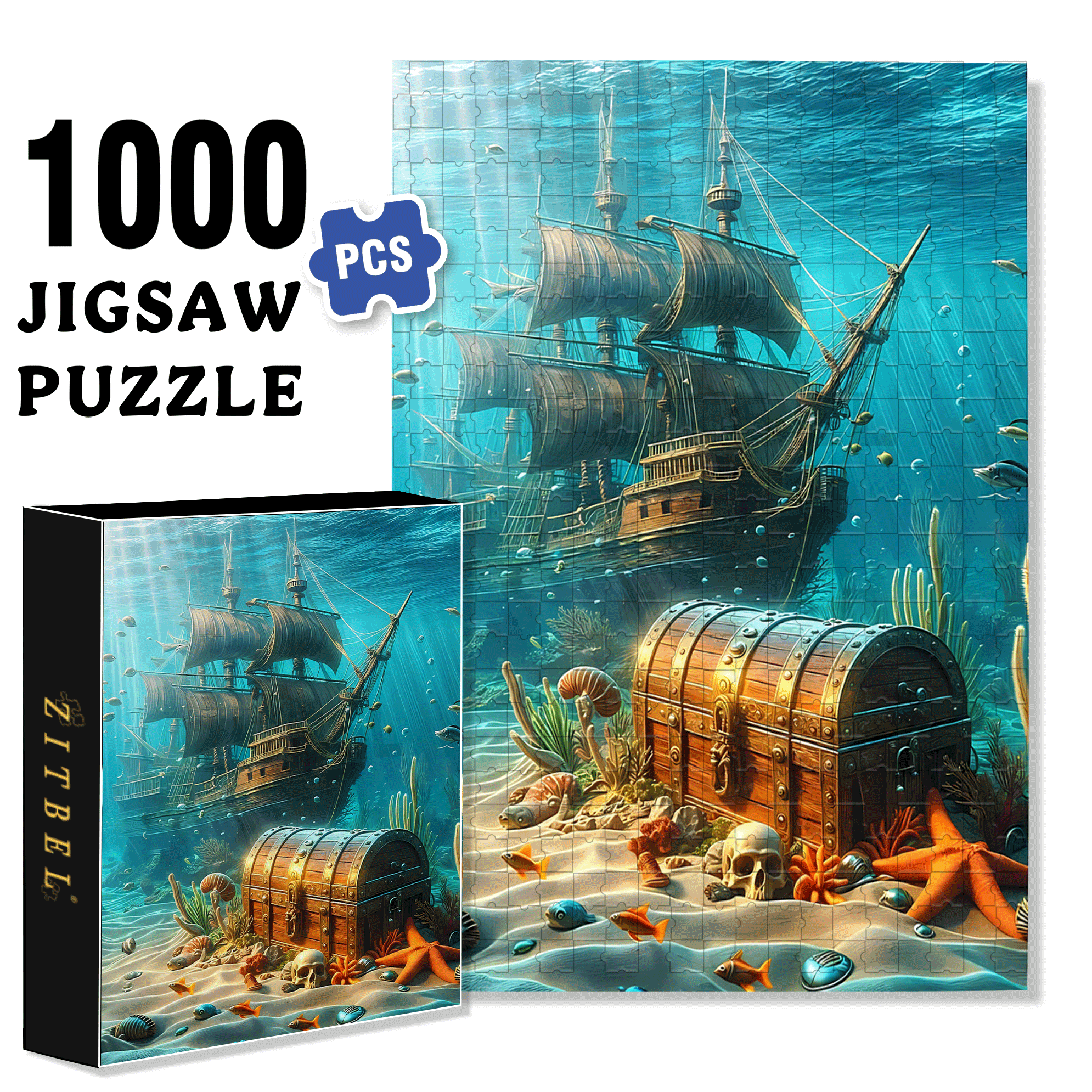 Sleeping Atlantic 500pcs/1000pcs Jigsaw Puzzle, Scratch-Resistant, Interactive Family Game & Brain-Boosting DIY Decor, Perfect for Halloween, Christmas & New Year Gifts, Family Puzzle Game
