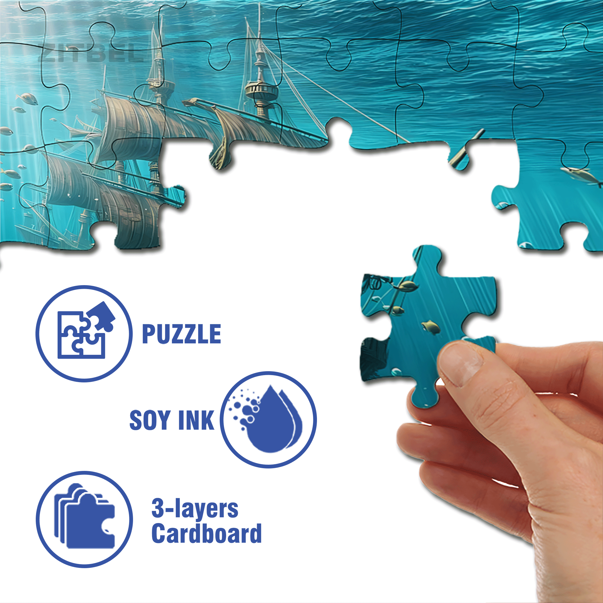 Sleeping Atlantic 500pcs/1000pcs Jigsaw Puzzle, Scratch-Resistant, Interactive Family Game & Brain-Boosting DIY Decor, Perfect for Halloween, Christmas & New Year Gifts, Family Puzzle Game