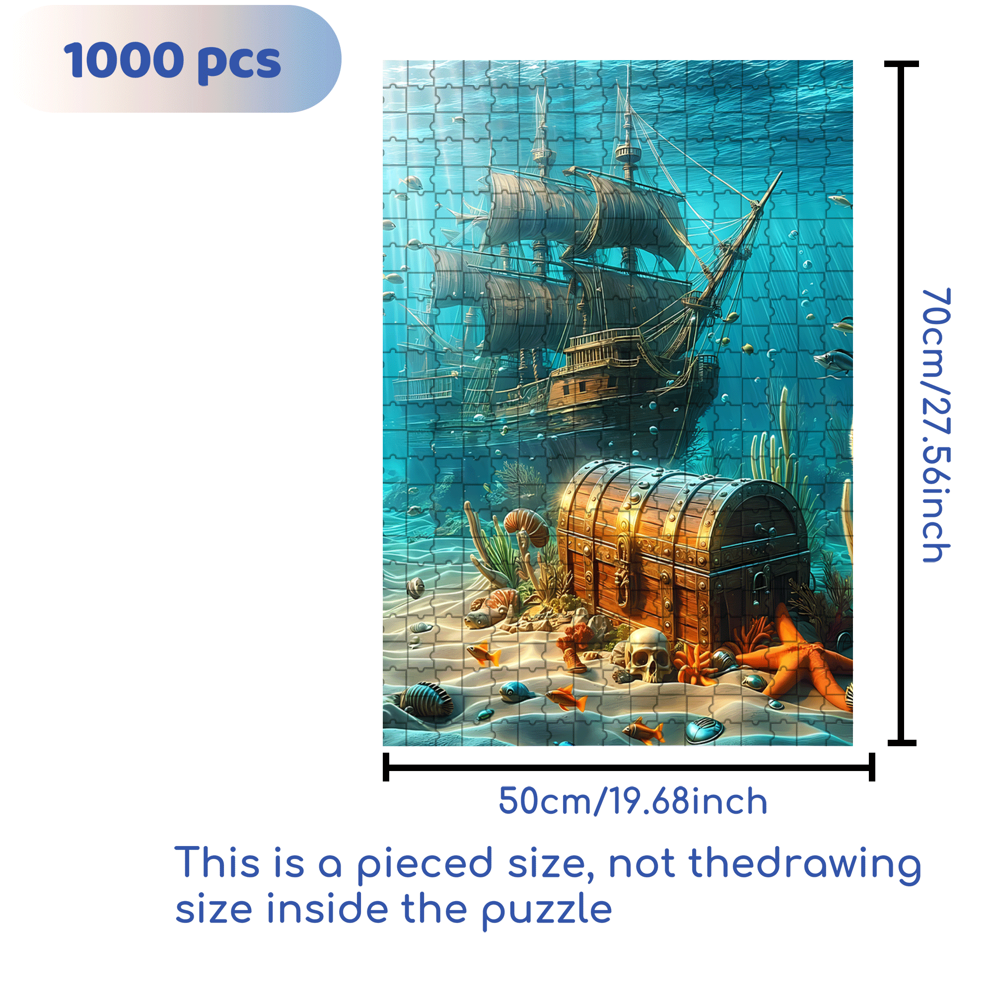 Sleeping Atlantic 500pcs/1000pcs Jigsaw Puzzle, Scratch-Resistant, Interactive Family Game & Brain-Boosting DIY Decor, Perfect for Halloween, Christmas & New Year Gifts, Family Puzzle Game