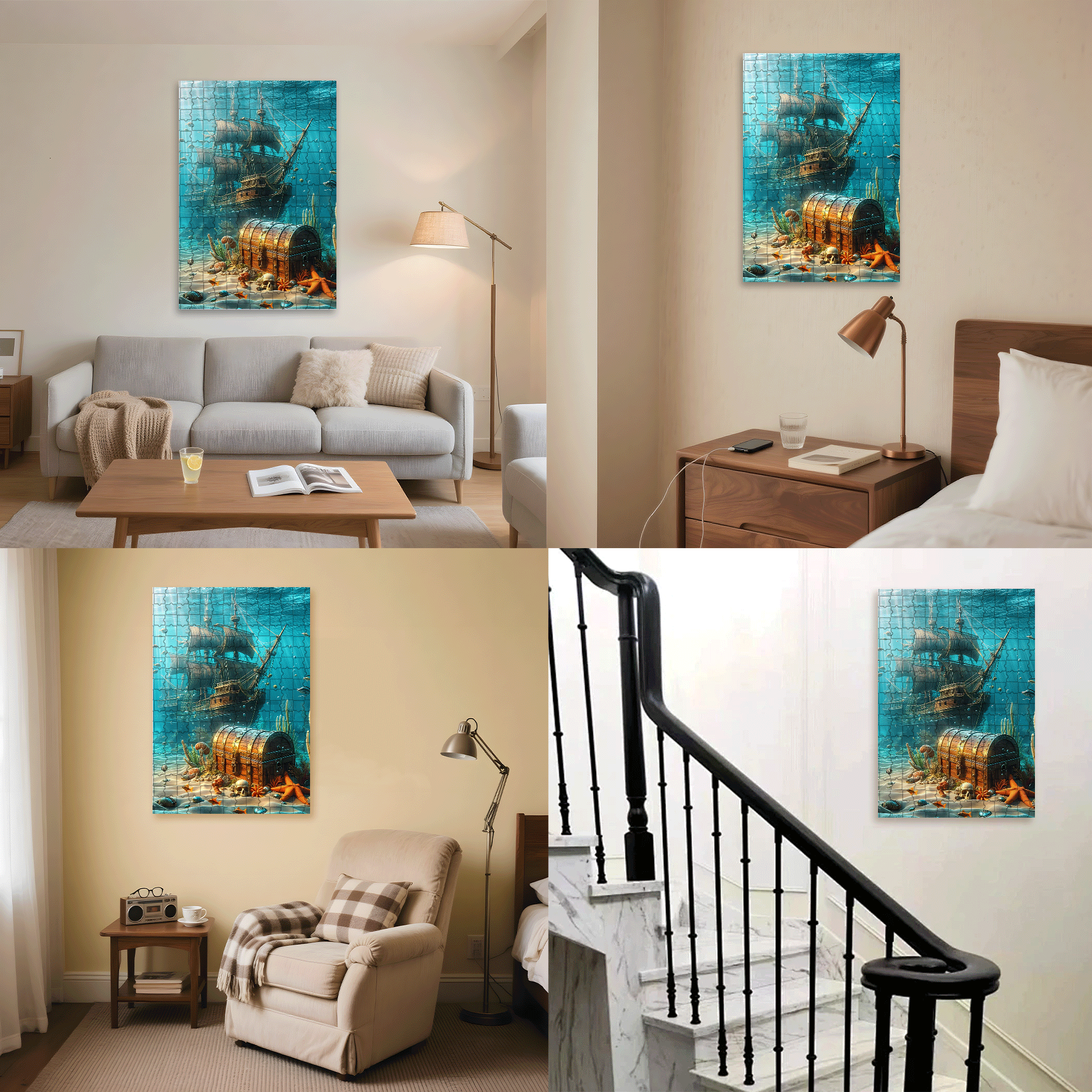 Sleeping Atlantic 500pcs/1000pcs Jigsaw Puzzle, Scratch-Resistant, Interactive Family Game & Brain-Boosting DIY Decor, Perfect for Halloween, Christmas & New Year Gifts, Family Puzzle Game
