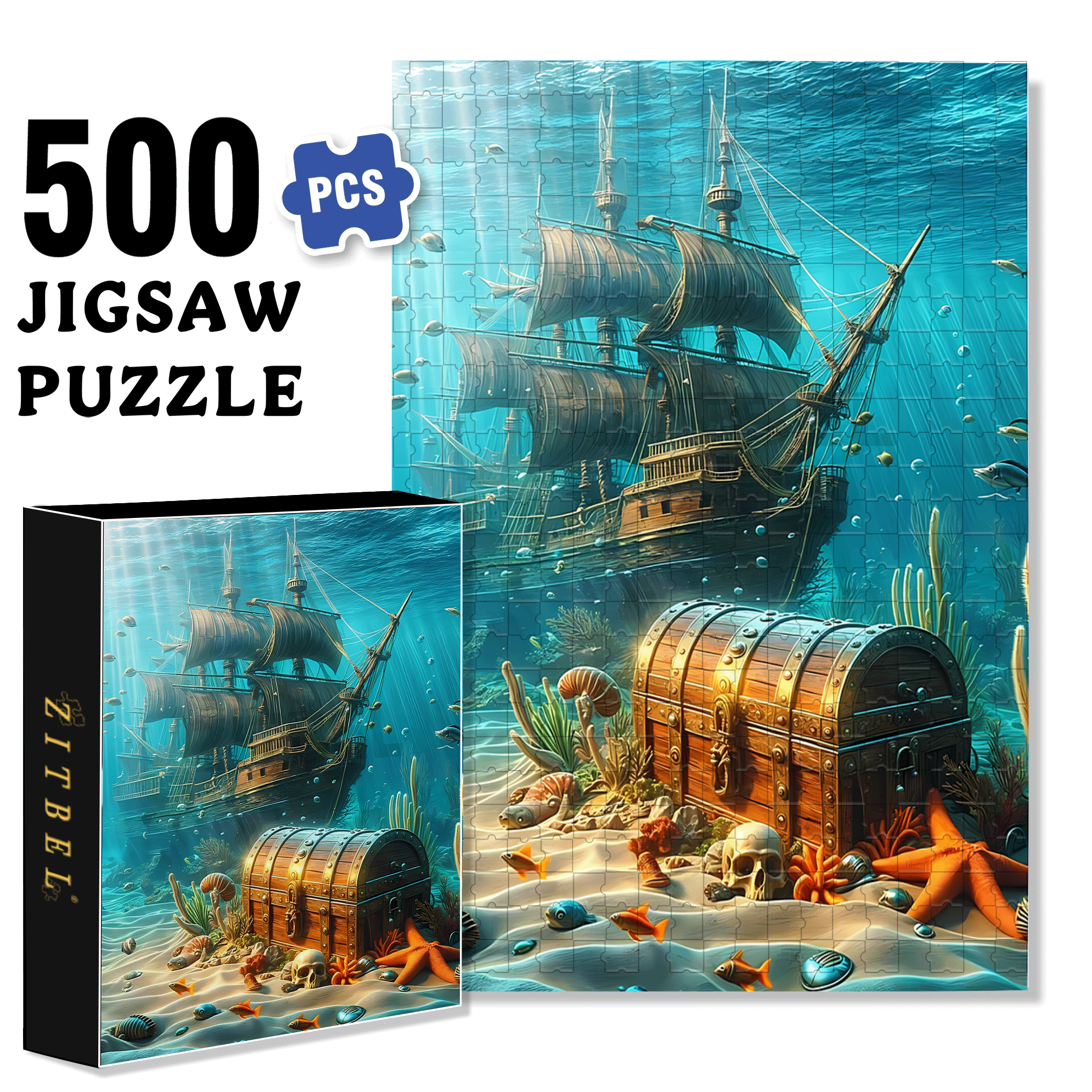 Sleeping Atlantic 500pcs/1000pcs Jigsaw Puzzle, Scratch-Resistant, Interactive Family Game & Brain-Boosting DIY Decor, Perfect for Halloween, Christmas & New Year Gifts, Family Puzzle Game
