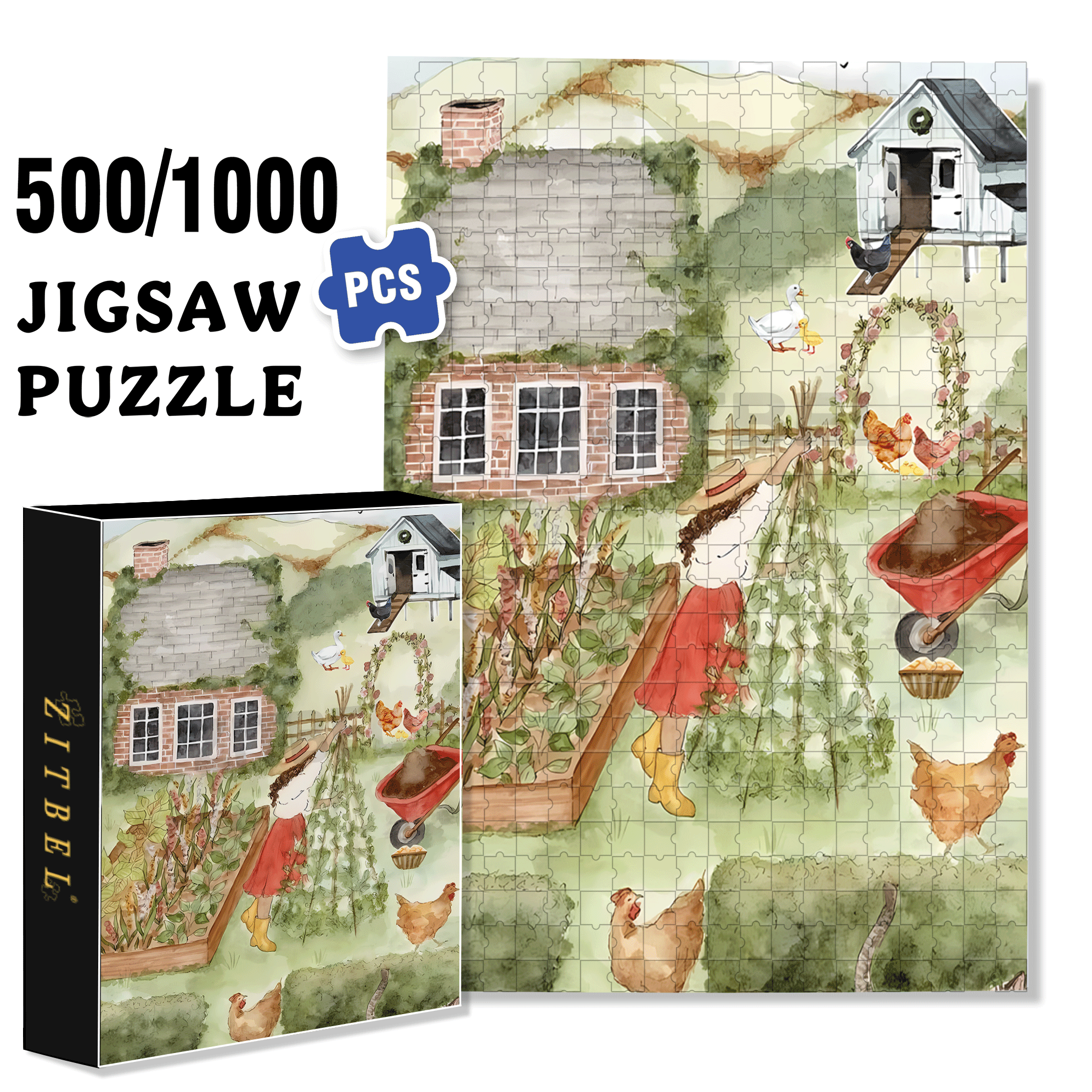 Slow Living On The Farm 500pcs/1000pcs Jigsaw Puzzle, Scratch-Resistant, Interactive Family Game & Brain-Boosting DIY Decor, Perfect for Halloween, Christmas & New Year Gifts, Family Puzzle Game