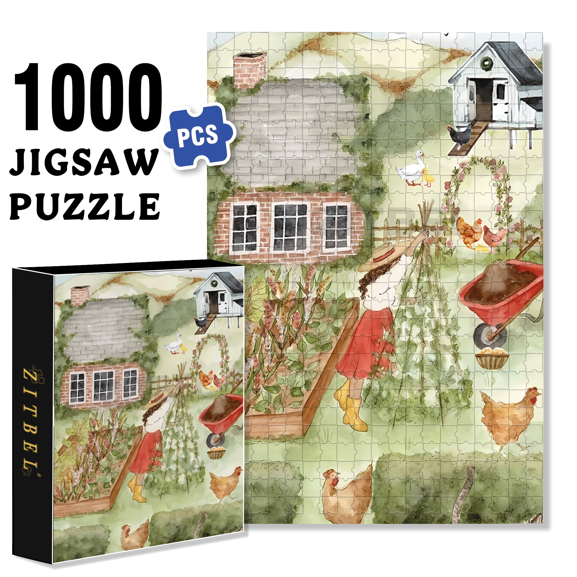 Slow Living On The Farm 500pcs/1000pcs Jigsaw Puzzle, Scratch-Resistant, Interactive Family Game & Brain-Boosting DIY Decor, Perfect for Halloween, Christmas & New Year Gifts, Family Puzzle Game