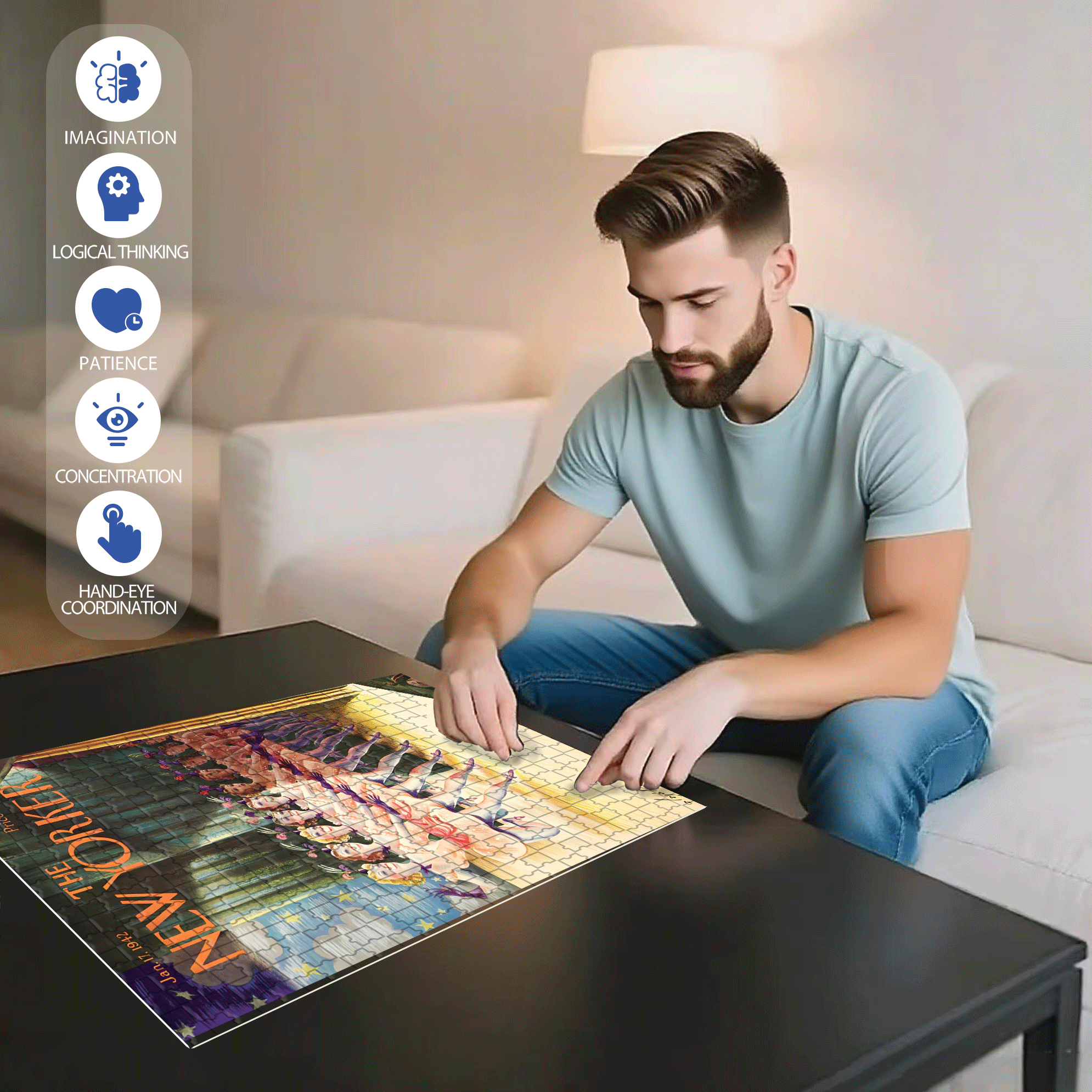 Spotlight Smiles 500pcs/1000pcs Jigsaw Puzzle, Scratch-Resistant, Interactive Family Game & Brain-Boosting DIY Decor, Perfect for Halloween, Christmas & New Year Gifts, Family Puzzle Game