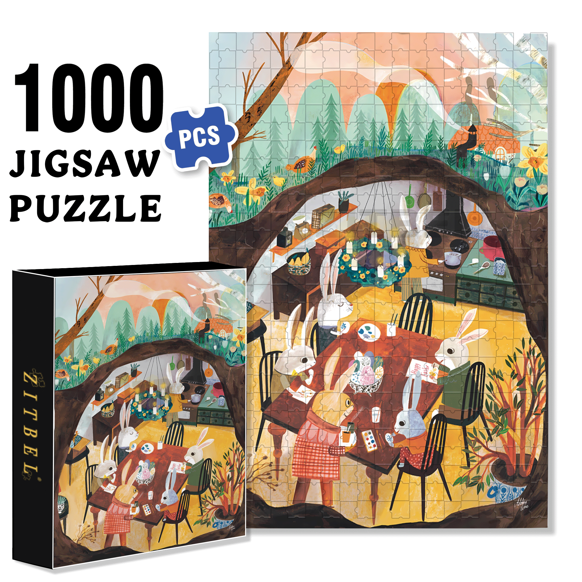 Spring Preparations 500pcs/1000pcs Jigsaw Puzzle, Scratch-Resistant, Interactive Family Game & Brain-Boosting DIY Decor, Perfect for Halloween, Christmas & New Year Gifts, Family Puzzle Game