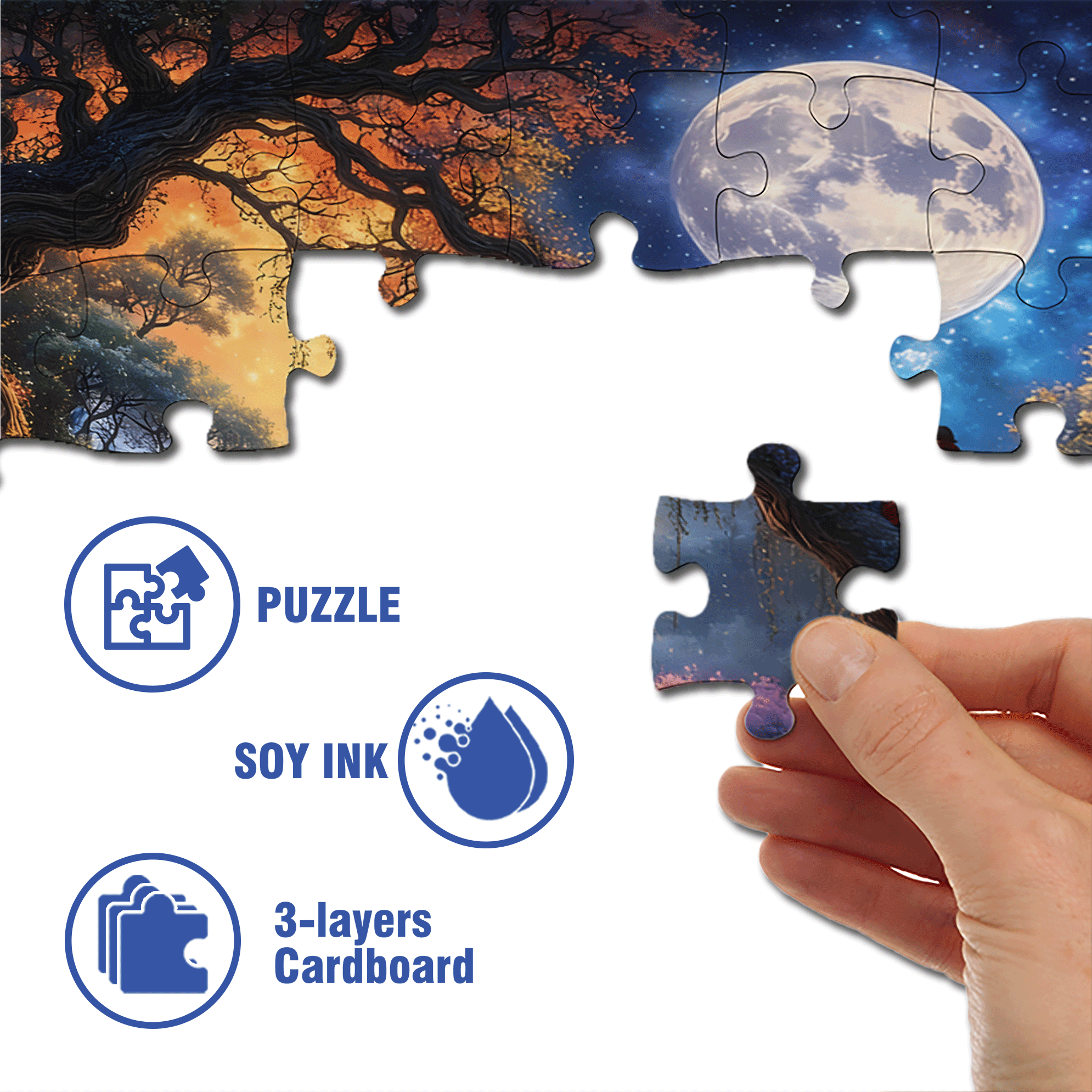 Stairway To The Moon 500pcs/1000pcs Jigsaw Puzzle, Scratch-Resistant, Interactive Family Game & Brain-Boosting DIY Decor, Perfect for Halloween, Christmas & New Year Gifts, Family Puzzle Game