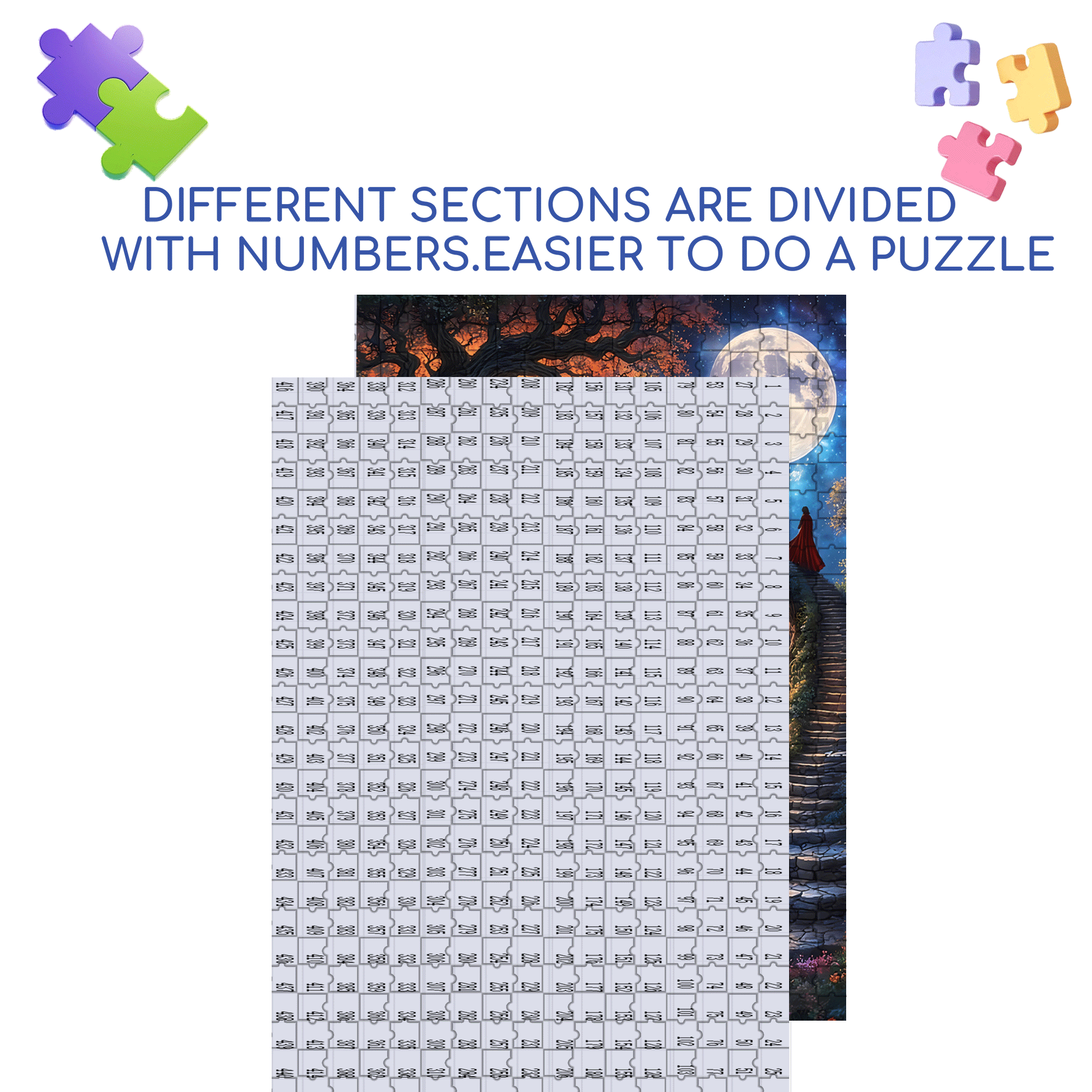 Stairway To The Moon 500pcs/1000pcs Jigsaw Puzzle, Scratch-Resistant, Interactive Family Game & Brain-Boosting DIY Decor, Perfect for Halloween, Christmas & New Year Gifts, Family Puzzle Game