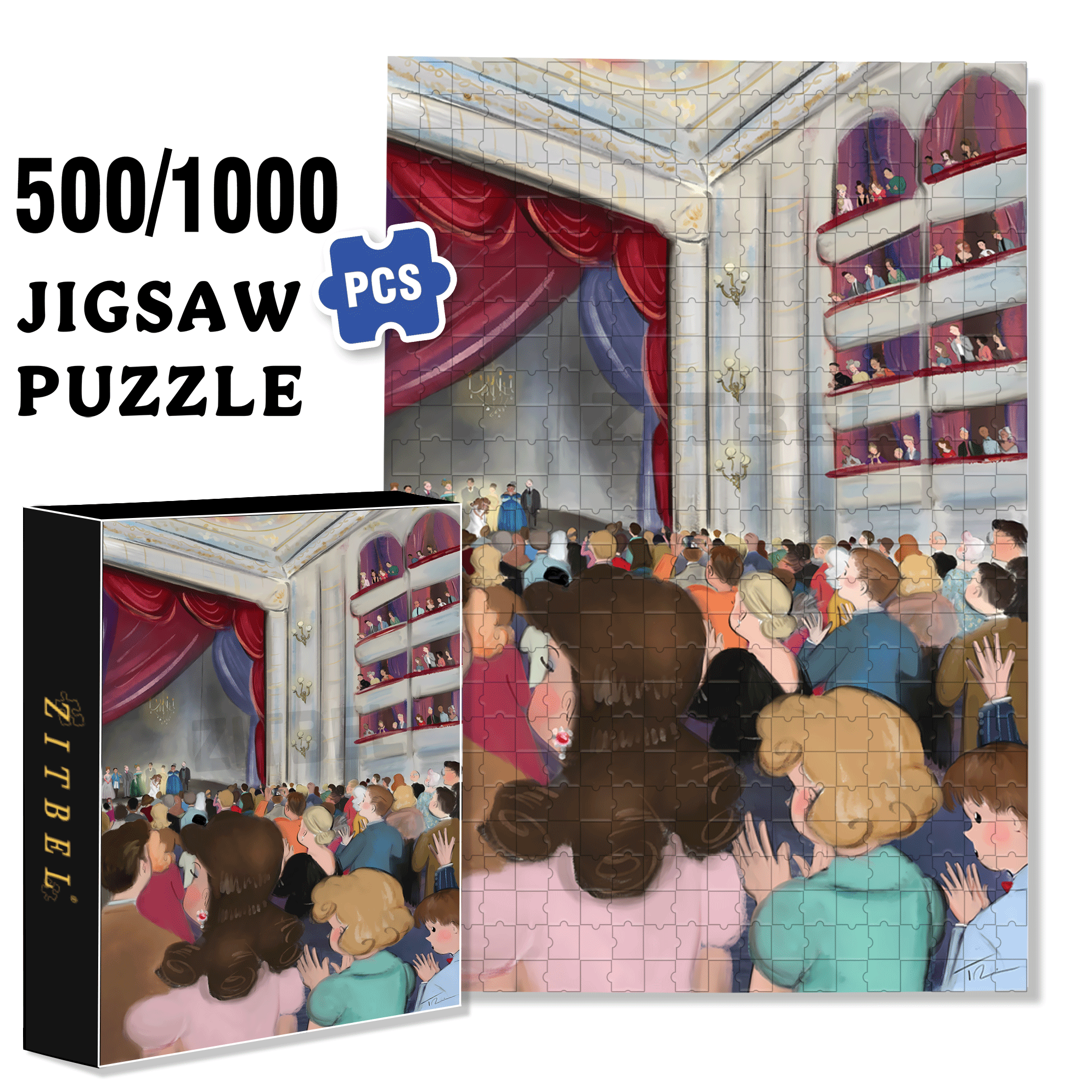 Standing Ovation 500pcs/1000pcs Jigsaw Puzzle, Scratch-Resistant, Interactive Family Game & Brain-Boosting DIY Decor, Perfect for Halloween, Christmas & New Year Gifts, Family Puzzle Game