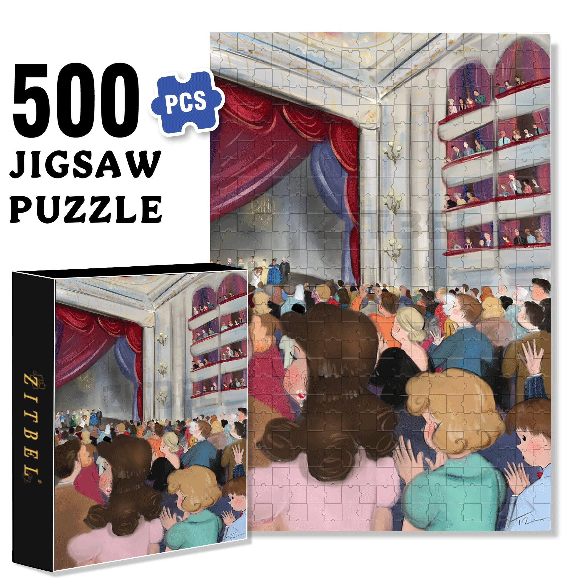 Standing Ovation 500pcs/1000pcs Jigsaw Puzzle, Scratch-Resistant, Interactive Family Game & Brain-Boosting DIY Decor, Perfect for Halloween, Christmas & New Year Gifts, Family Puzzle Game