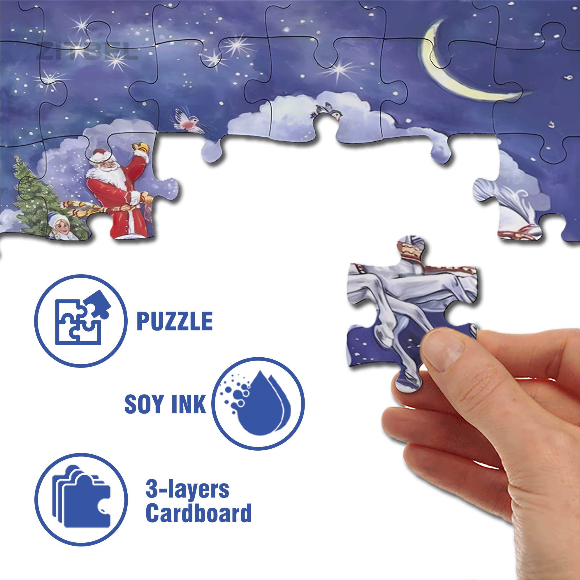 Starry Night Sleigh 500pcs/1000pcs Jigsaw Puzzle, Scratch-Resistant, Interactive Family Game & Brain-Boosting DIY Decor, Perfect for Halloween, Christmas & New Year Gifts, Family Puzzle Game