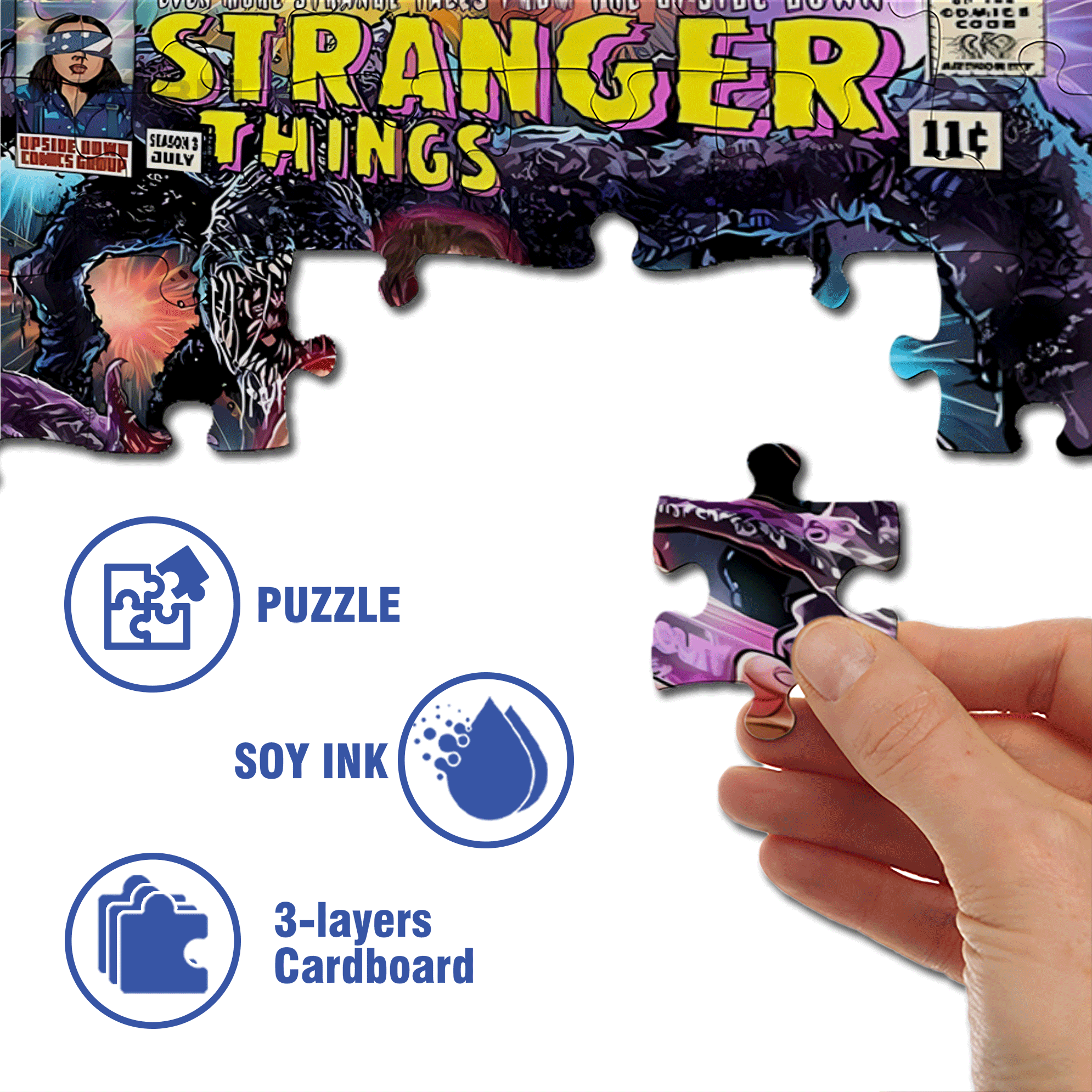 Stranger Things 500pcs/1000pcs Jigsaw Puzzle, Scratch-Resistant, Interactive Family Game & Brain-Boosting DIY Decor, Perfect for Halloween, Christmas & New Year Gifts, Family Puzzle Game
