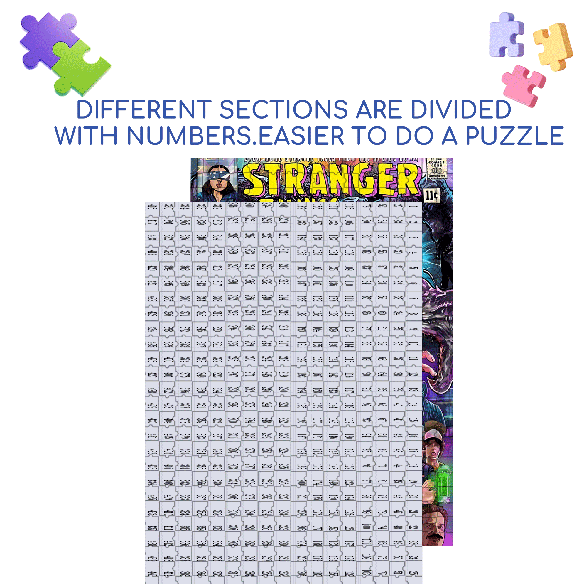 Stranger Things 500pcs/1000pcs Jigsaw Puzzle, Scratch-Resistant, Interactive Family Game & Brain-Boosting DIY Decor, Perfect for Halloween, Christmas & New Year Gifts, Family Puzzle Game