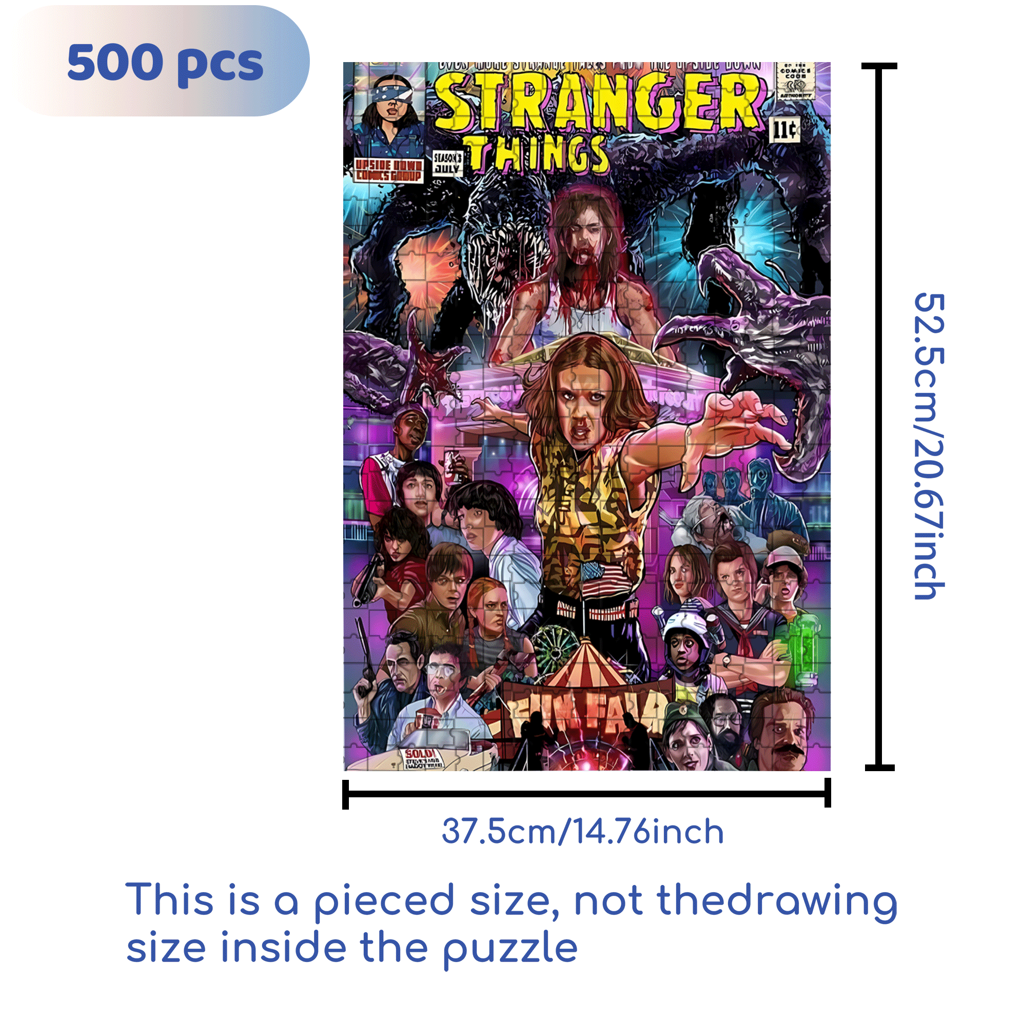 Stranger Things 500pcs/1000pcs Jigsaw Puzzle, Scratch-Resistant, Interactive Family Game & Brain-Boosting DIY Decor, Perfect for Halloween, Christmas & New Year Gifts, Family Puzzle Game