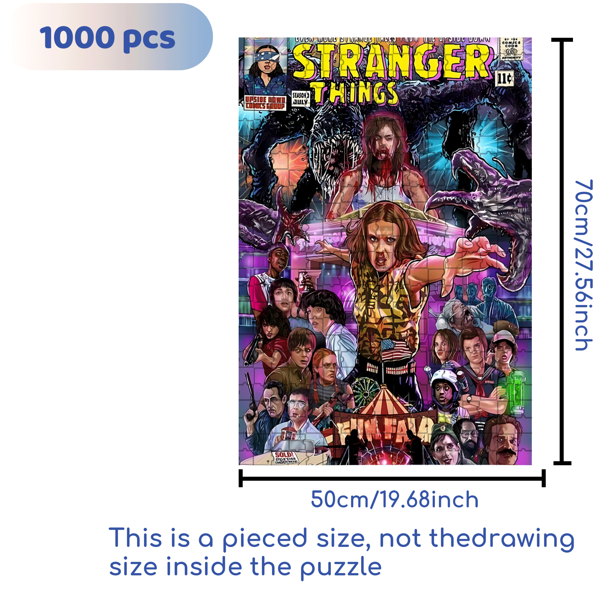 Stranger Things 500pcs/1000pcs Jigsaw Puzzle, Scratch-Resistant, Interactive Family Game & Brain-Boosting DIY Decor, Perfect for Halloween, Christmas & New Year Gifts, Family Puzzle Game
