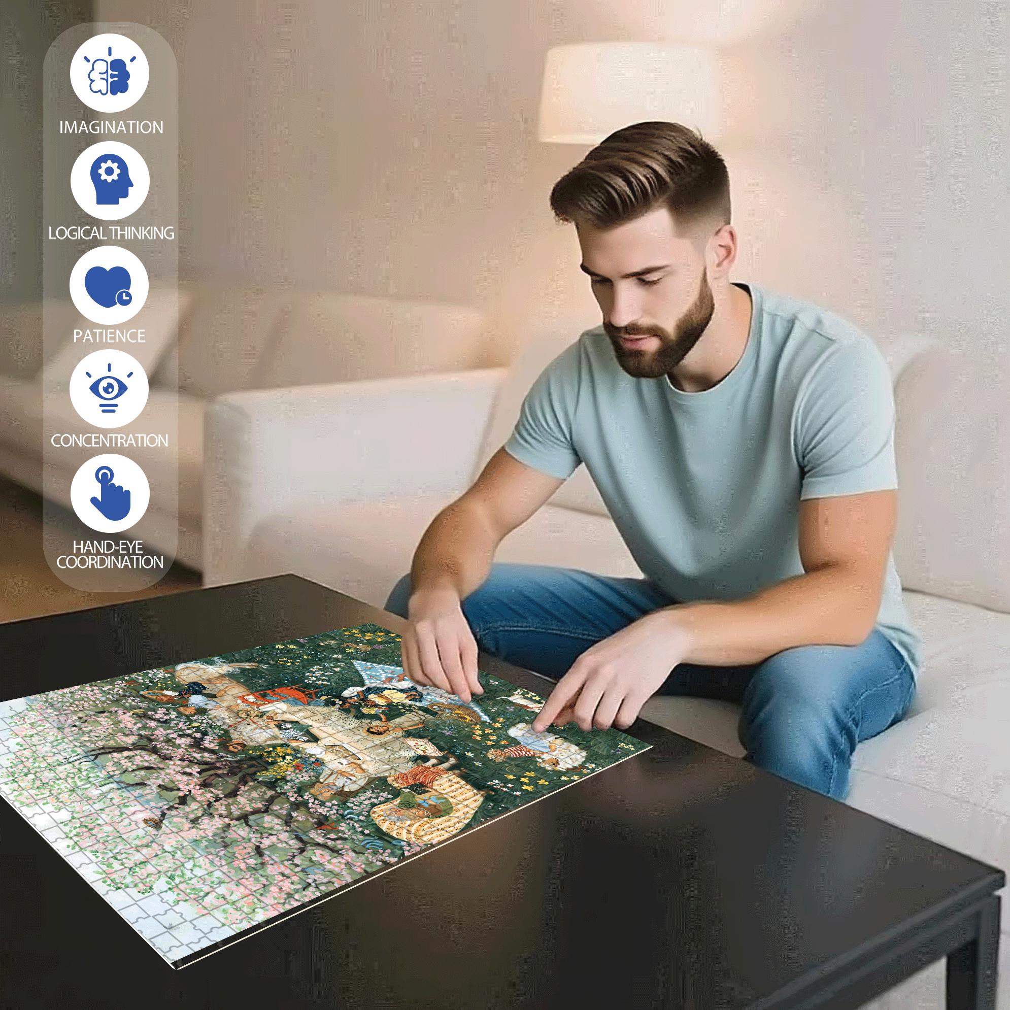 Sunday Breakfast 500pcs/1000pcs Jigsaw Puzzle, Scratch-Resistant, Interactive Family Game & Brain-Boosting DIY Decor, Perfect for Halloween, Christmas & New Year Gifts, Family Puzzle Game
